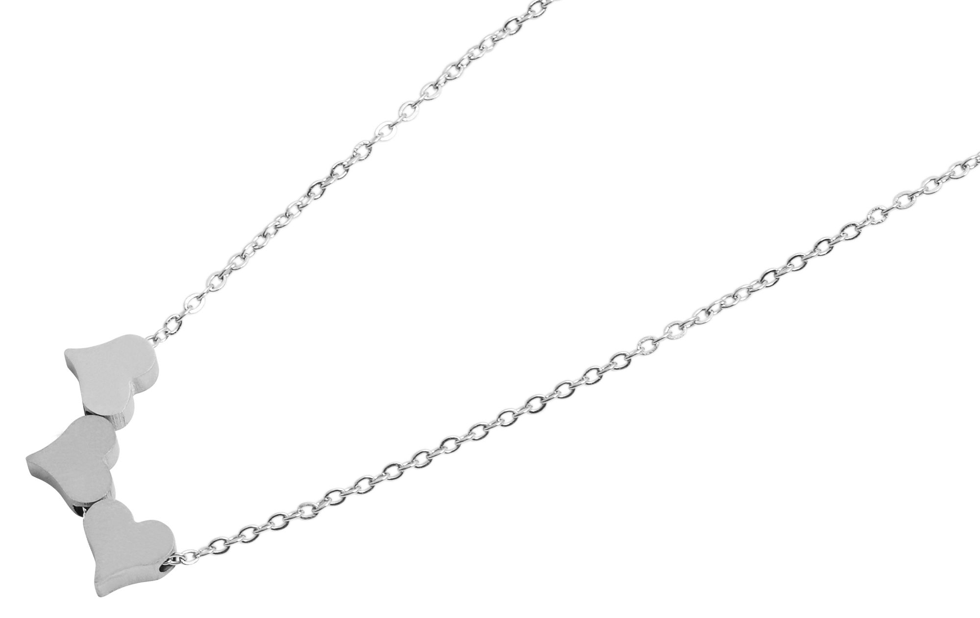 Akzent Edelstahl Schmuckset, Herz, silberfarbig