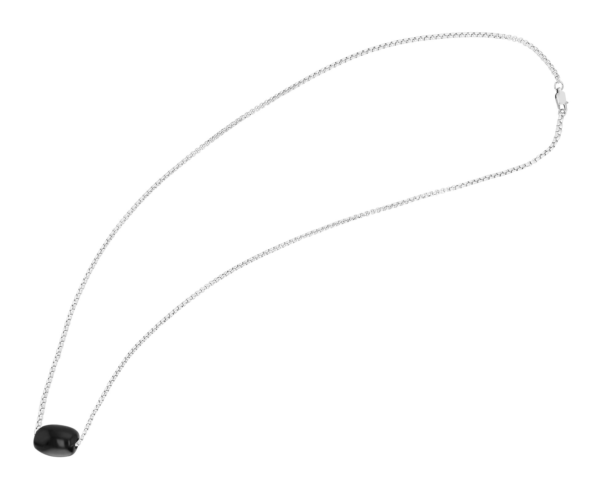 Akzent Halskette mit Onyx Anhänger, silberfarben, 61 cm