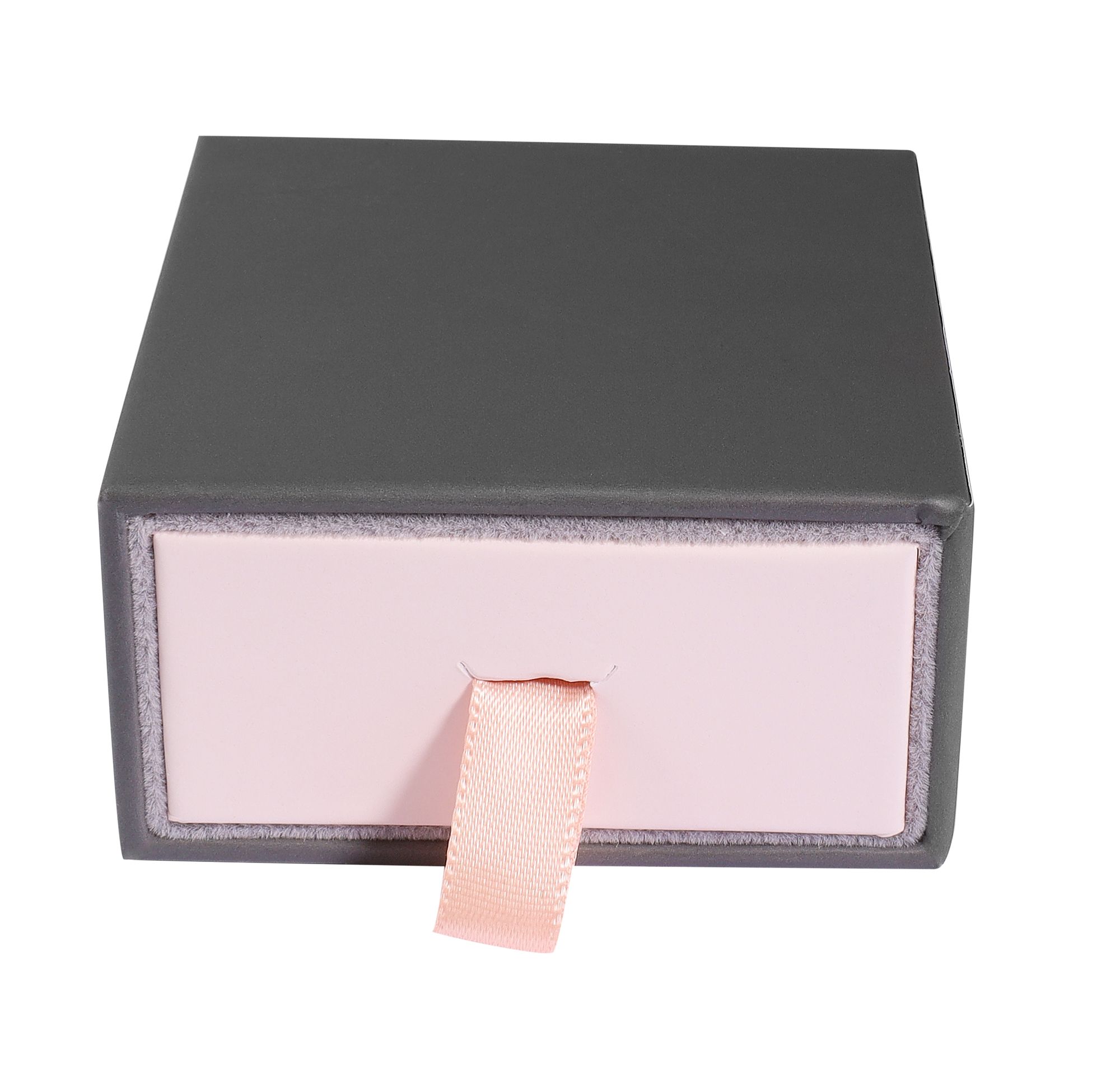 Schmuckboxen aus Pappe, VE 6, grau/rosa, 7 x 7 x 4,5 cm