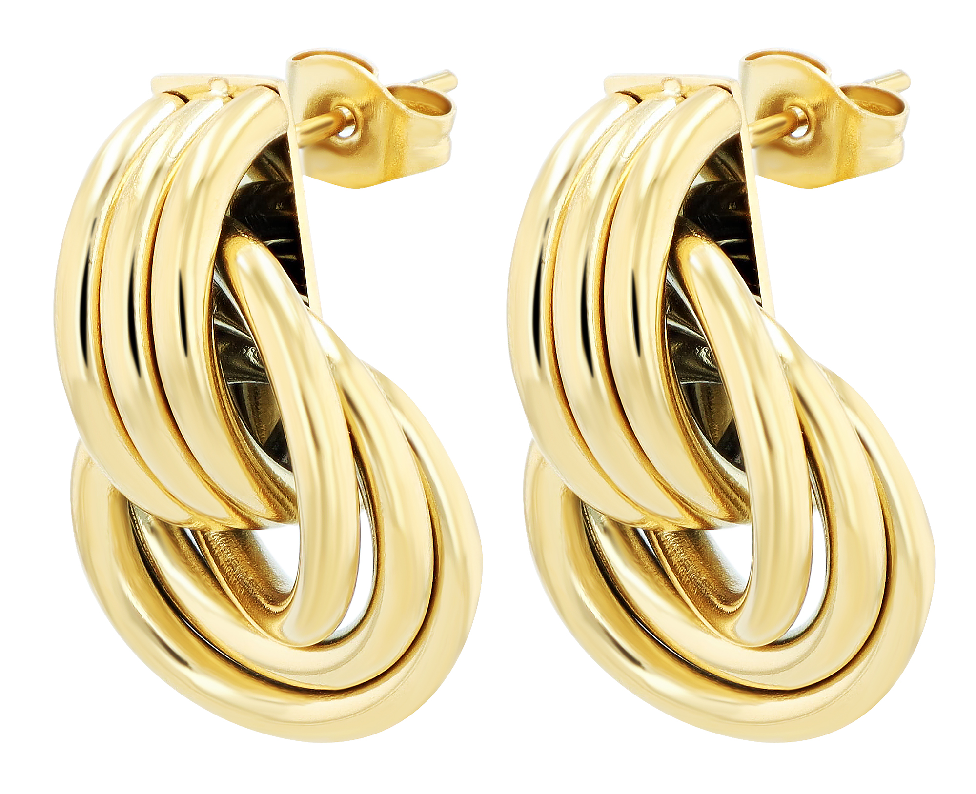 "Luisa" Edelstahl Ohrstecker, goldfarben, verschlungene Ring-Form