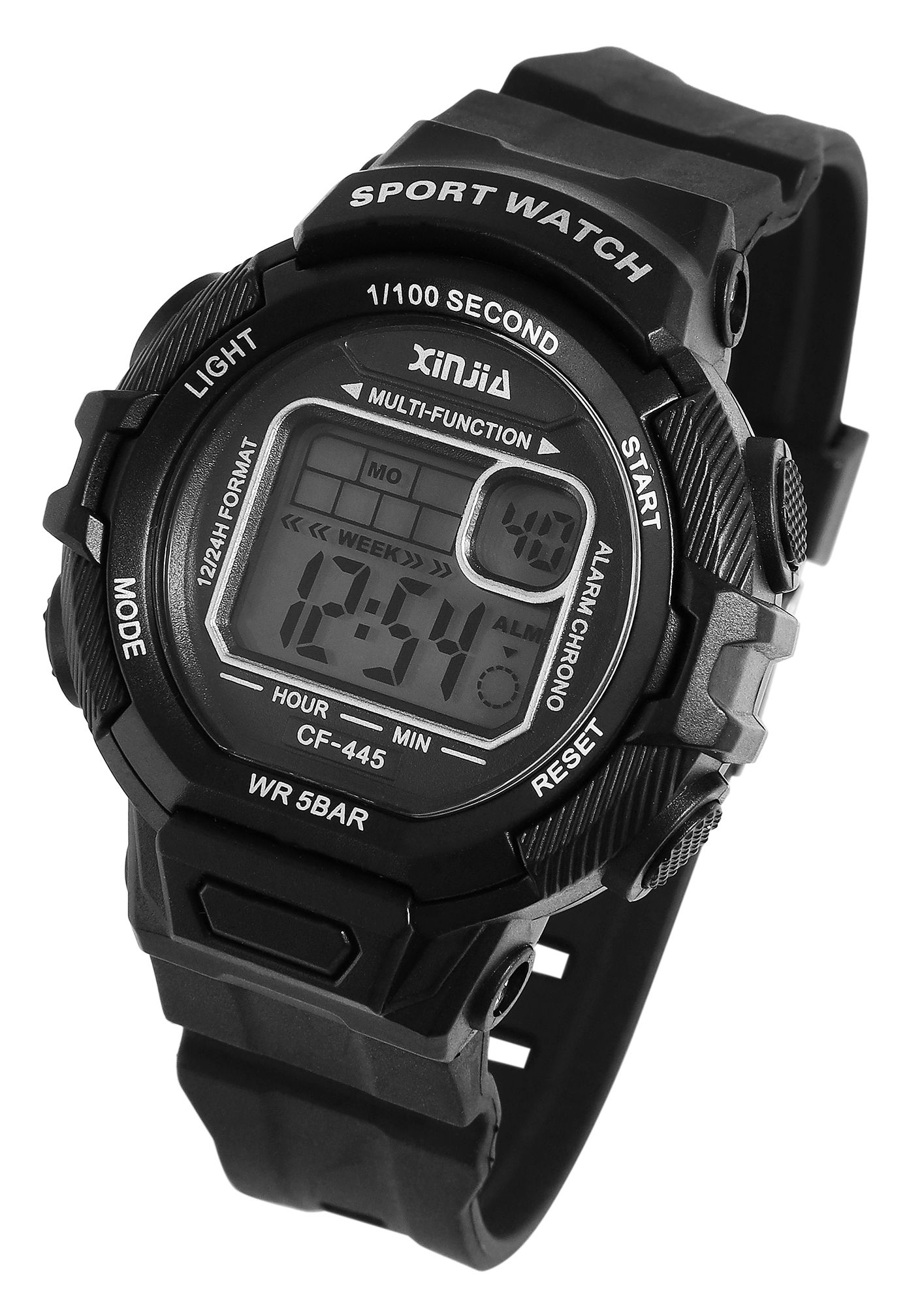 Xinjia Damen Digitaluhr mit Silikonband, Schwarz