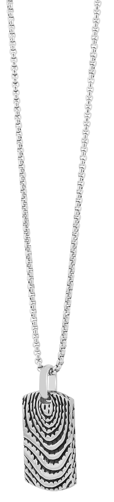 Akzent Veneziakette mit gemustertem DogTag, gravurfähig, 60 cm, silberfarben