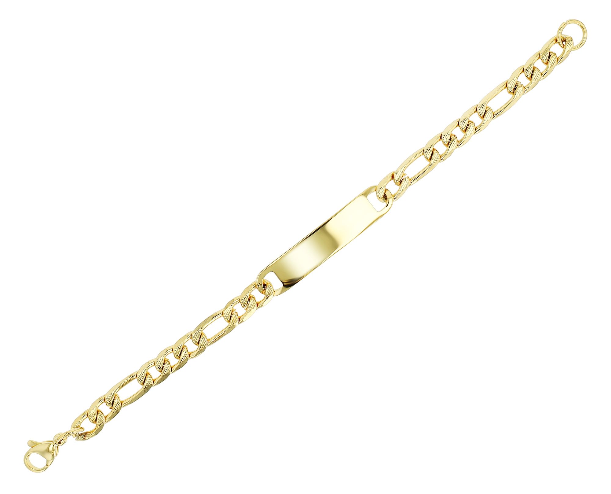 Akzent Figaroarmband mit Gravurplatte, Edelstahl, 18 cm, goldfarben