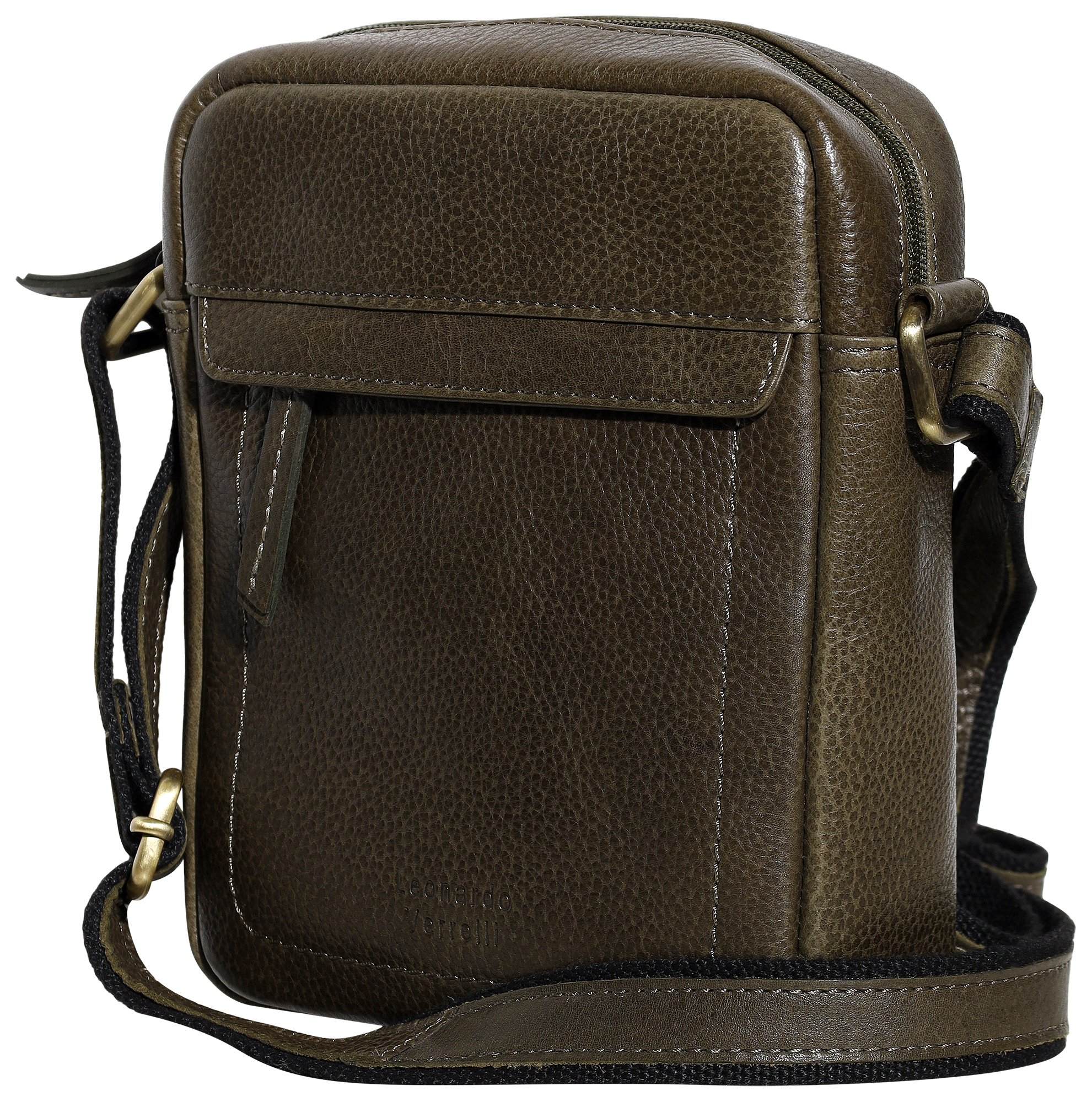 Leonardo Verrelli Crossbody-Tasche aus Echt Leder, Washed-Look