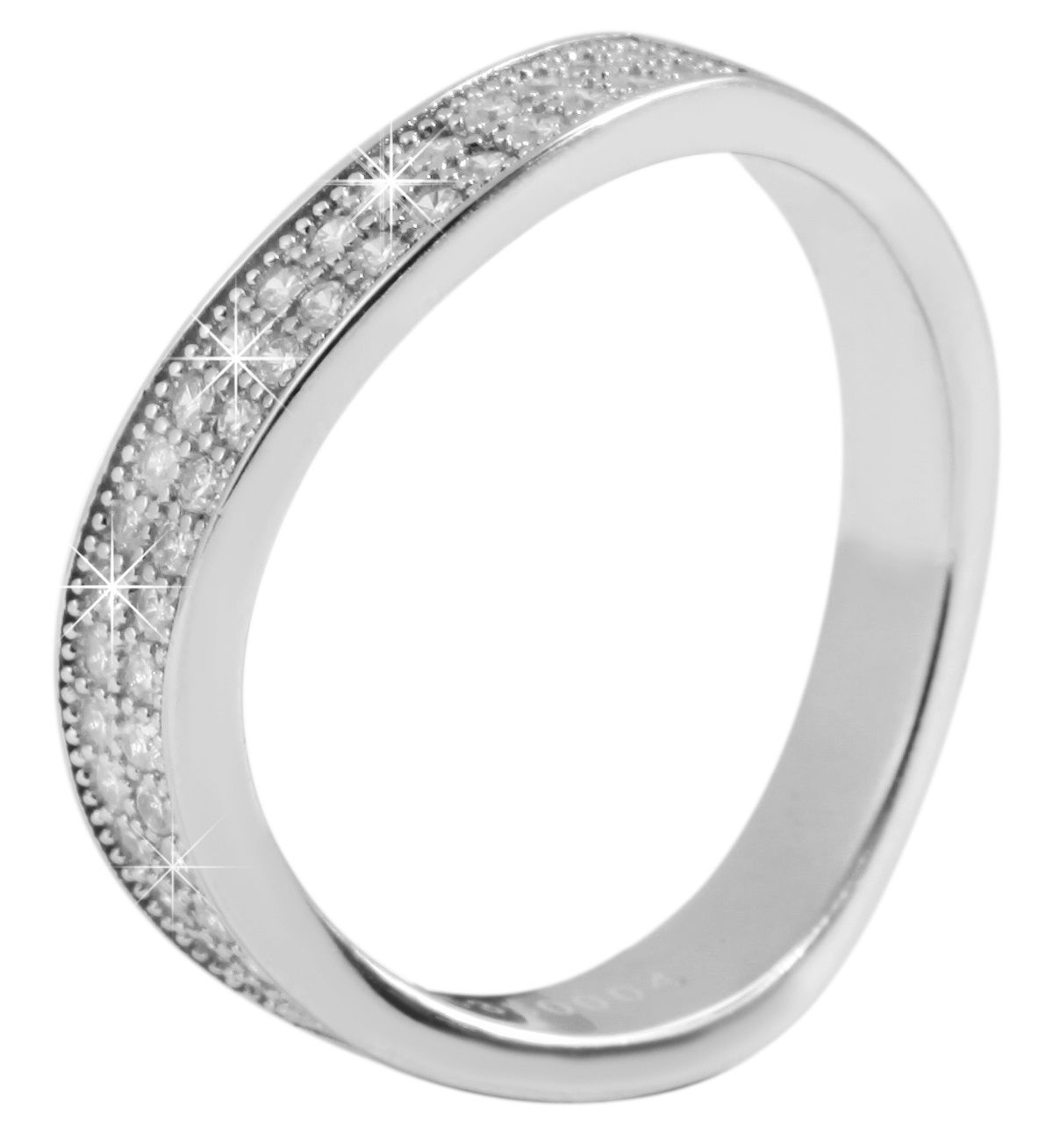925 Echt Silber Ring, Zirkoniabesatz, 925/rhodiniert, Gr. 53