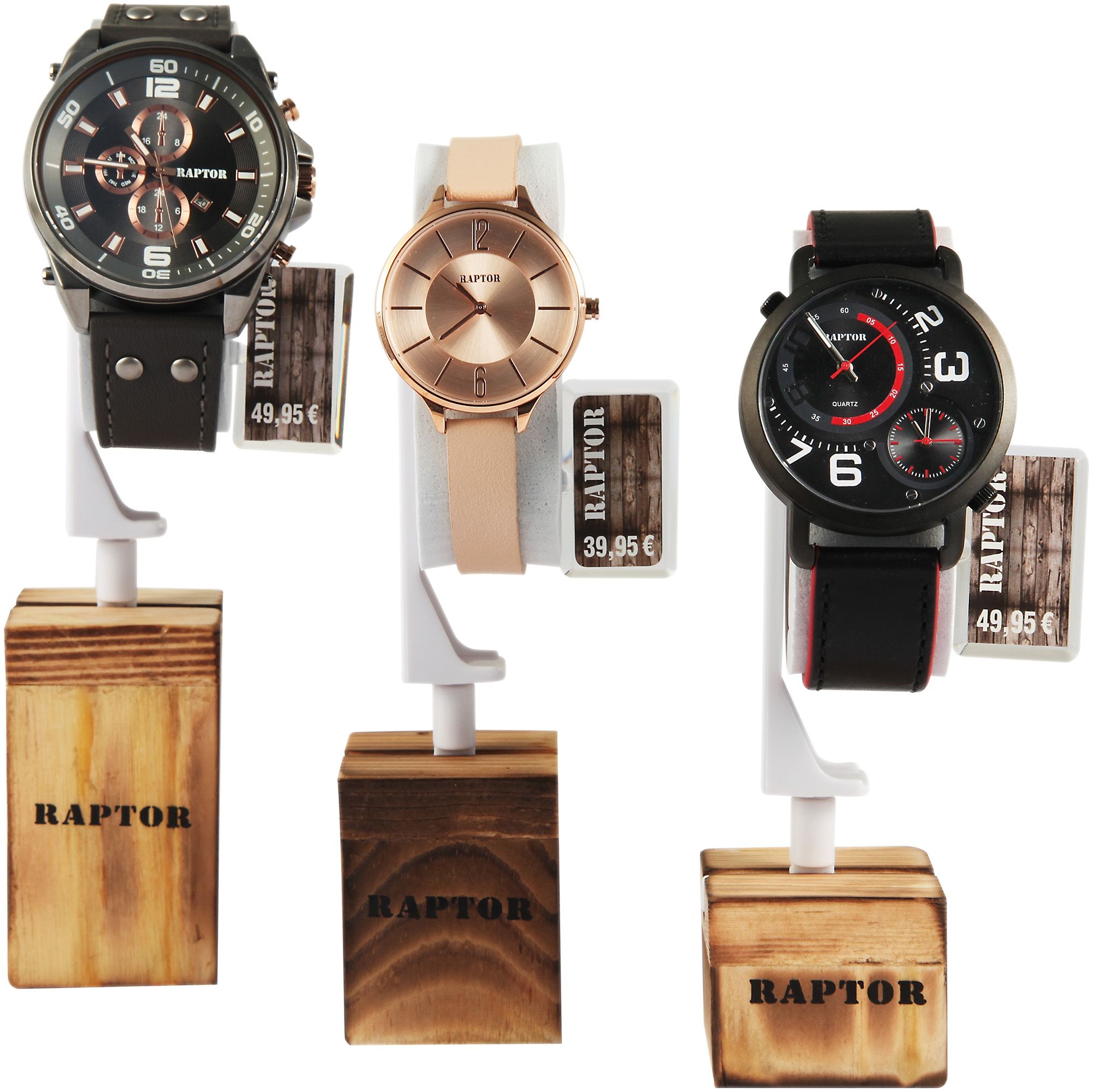 Raptor Aufsteller aus Holz, 3er Set