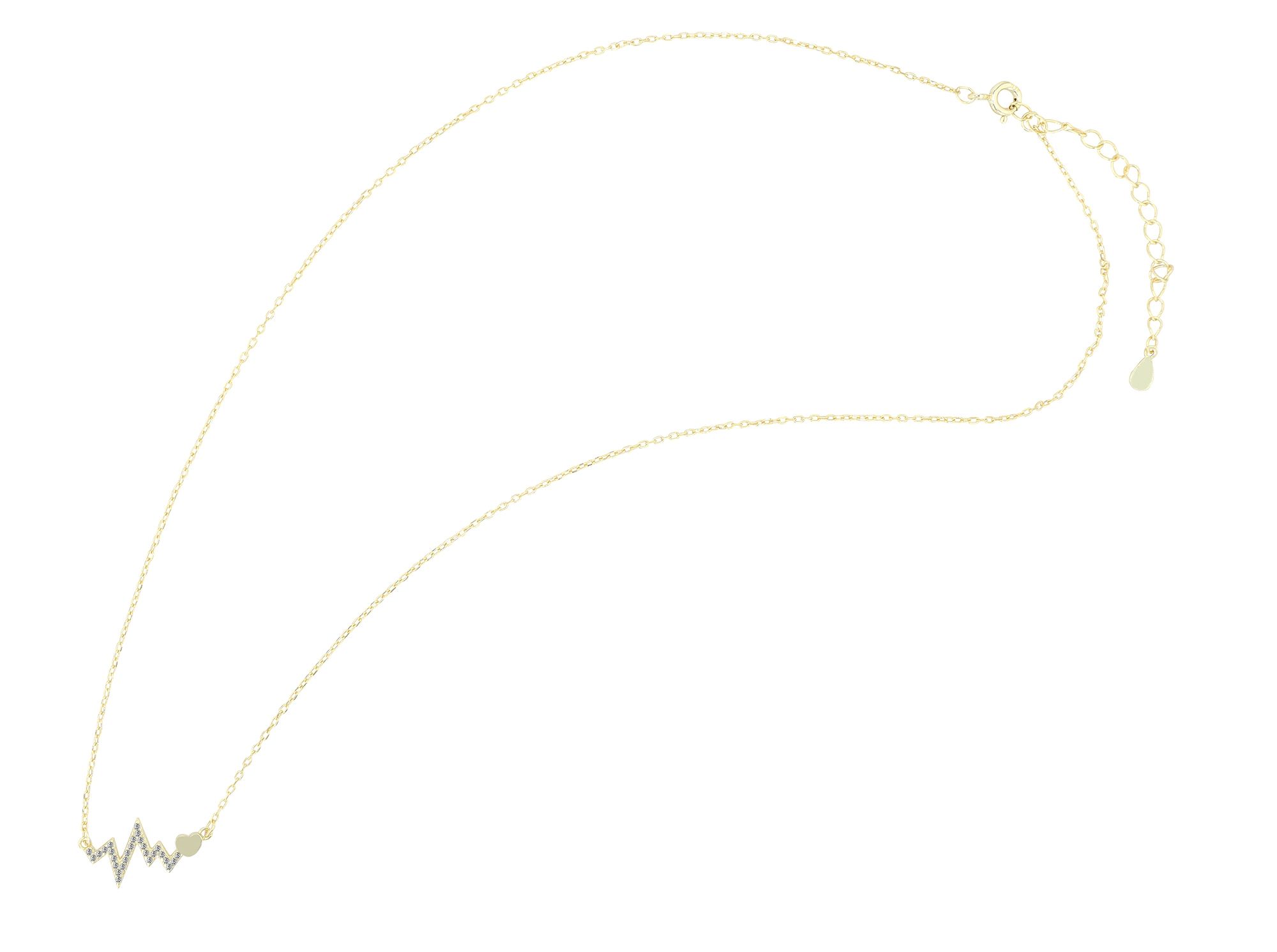 "Lucia" 925/- Echt Silber Kette 42+5 cm mit Anhänger - Heartbeat, vergoldet