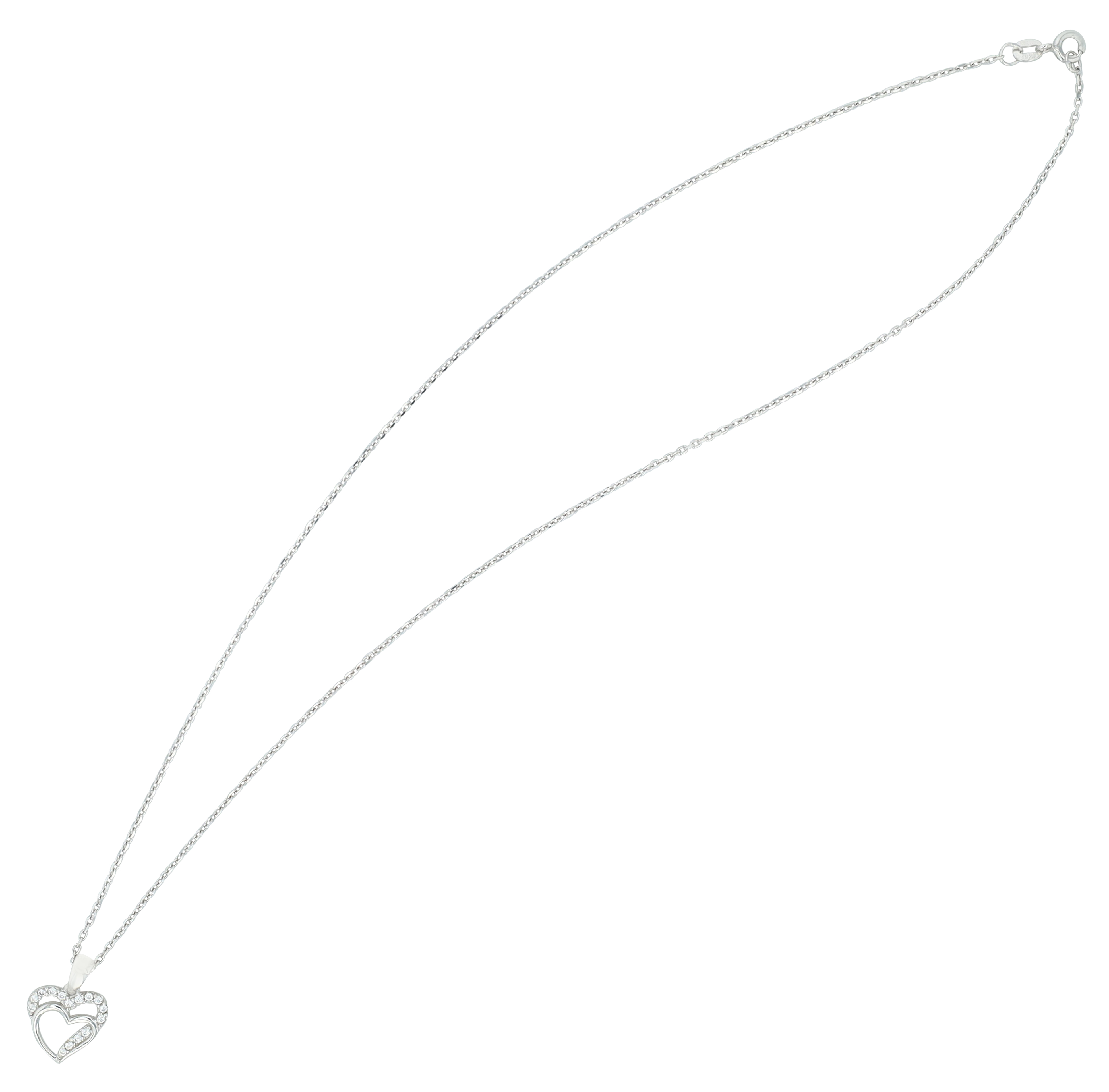 "Aliya" 925/- Echt Silber Kette mit Anhänger, Herz, Zirkonia, silberfarben, rhodiniert