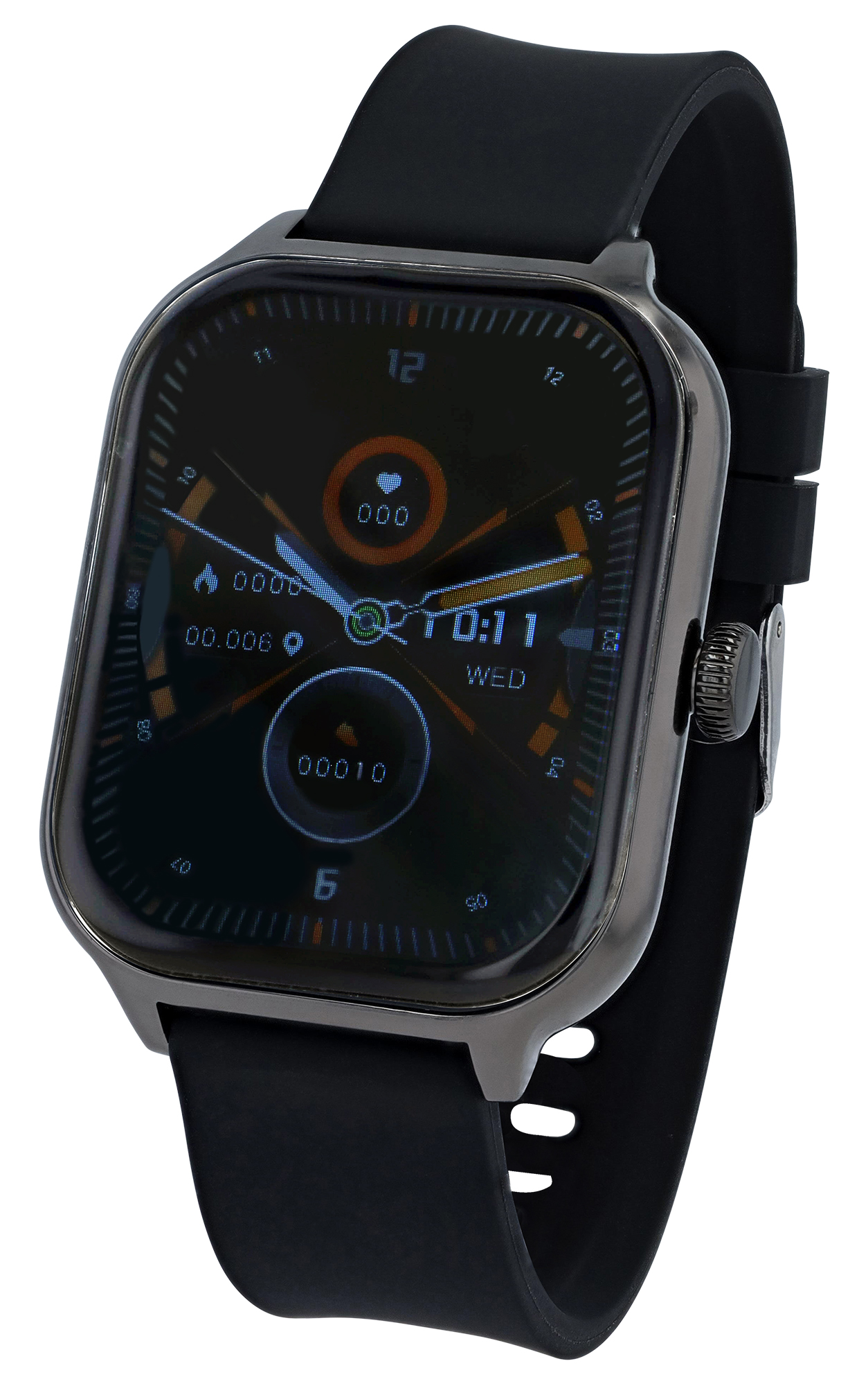 TimeTech Smartwatch mit Silikonband. 1,78-Zoll Display, schwarz/ schwarz