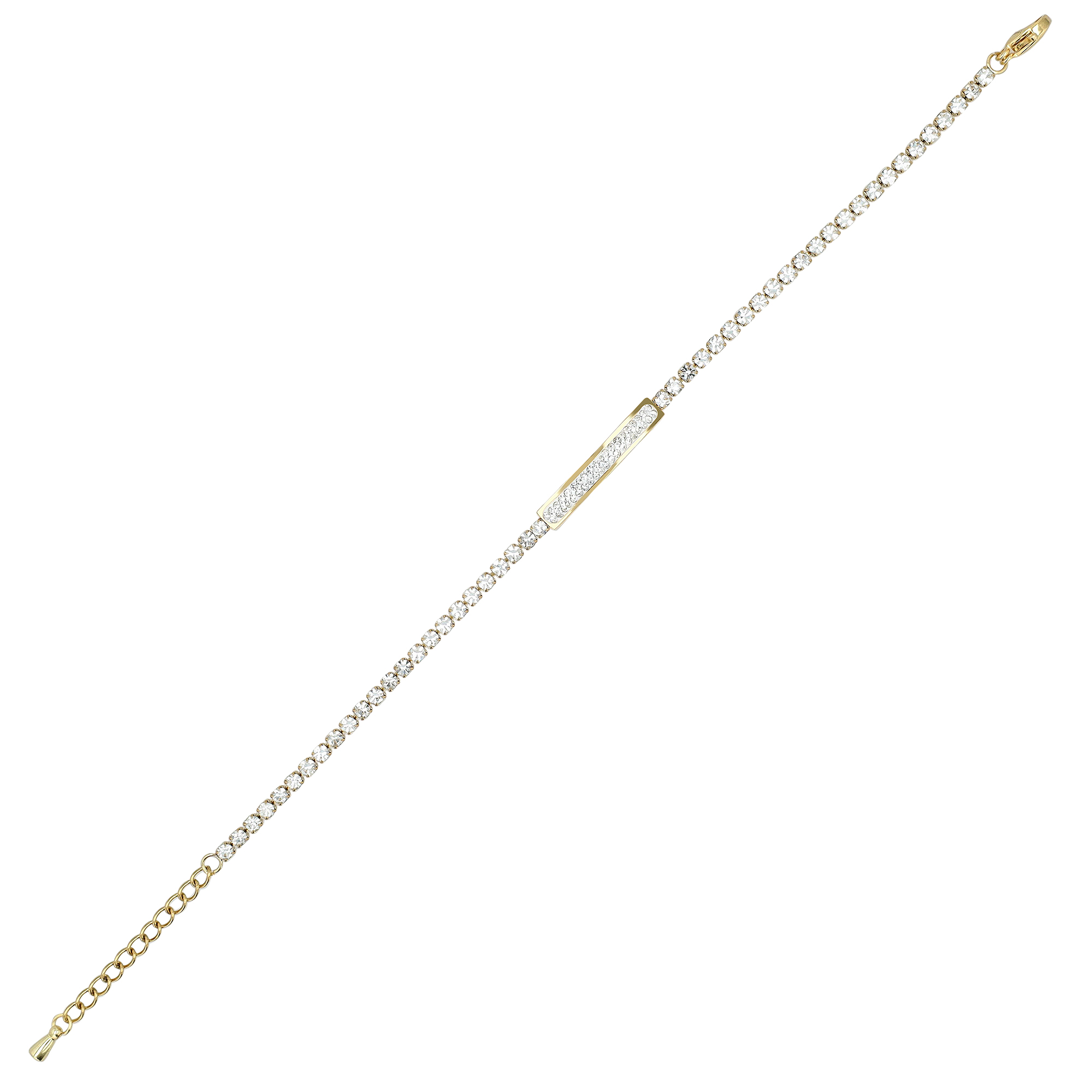 Akzent Armband aus Edelstahl, aufgereihte Similisteine, ionenplattiert, goldfarben
