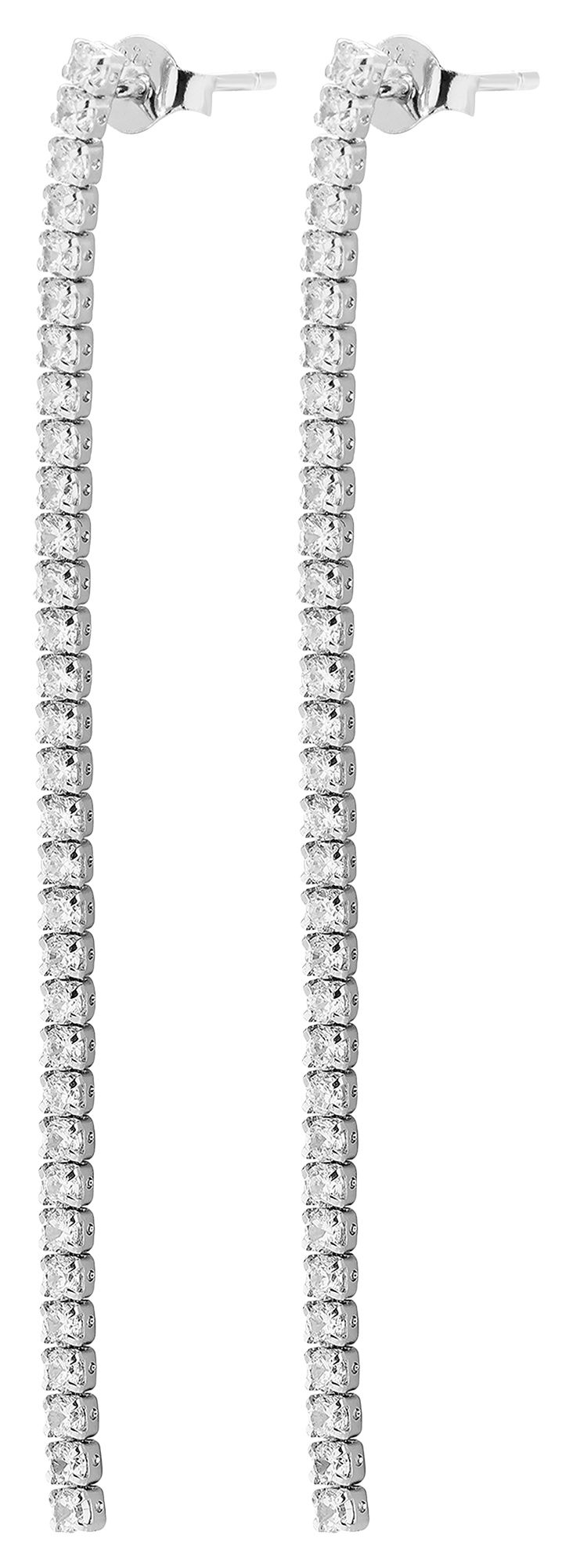 "Alwina" 925/- Echt Silber Ohrstecker mit Hänger/ Tennis Ohrstecker, silberfarben rhodiniert