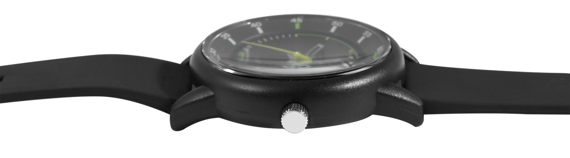 Q&Q Herrenuhr Silikonarmband, Ø 42 mm, schwarz/grün
