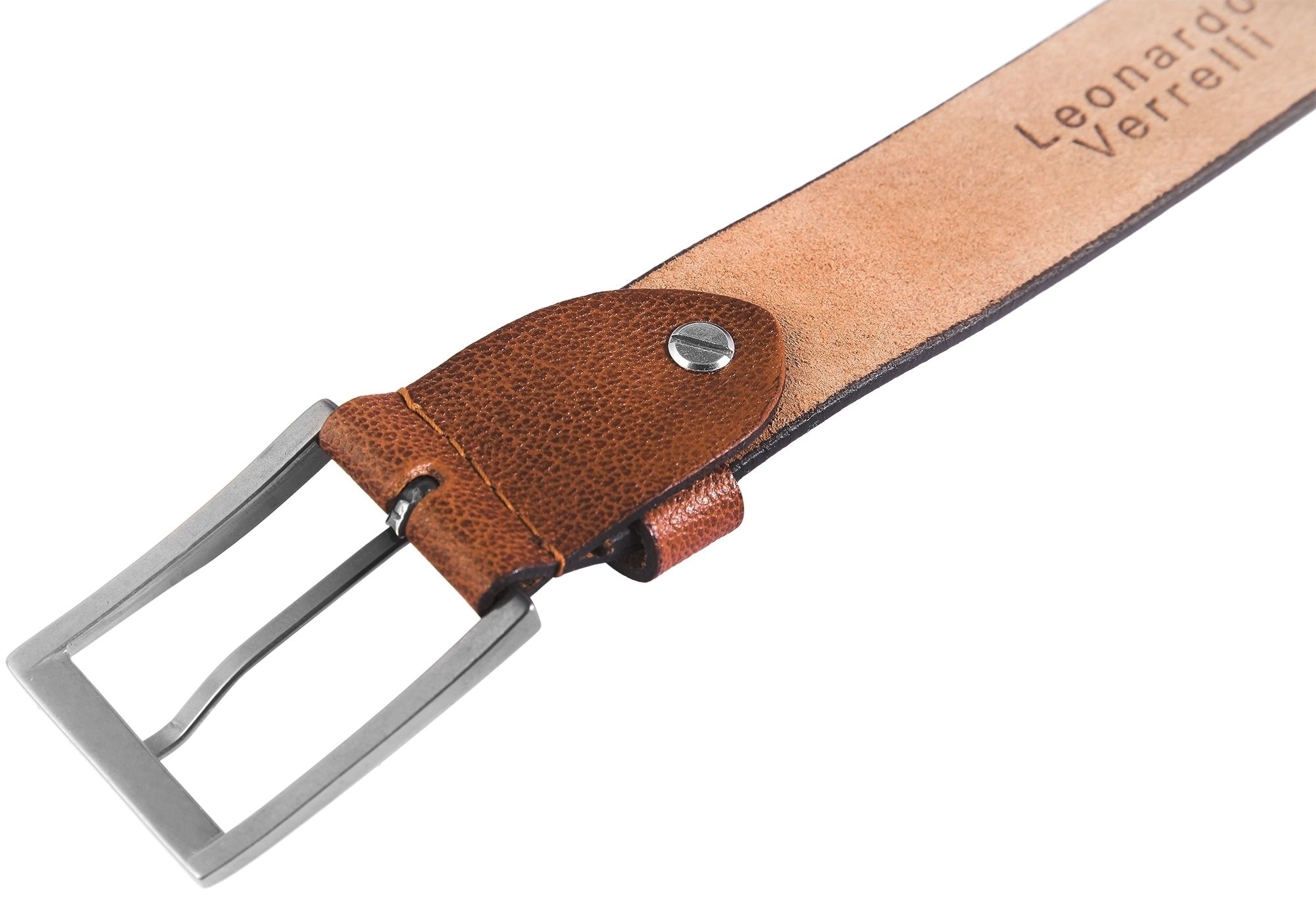 Leonardo Verrelli Echtleder Gürtel, braun/ tan, kürzbar, 110 cm