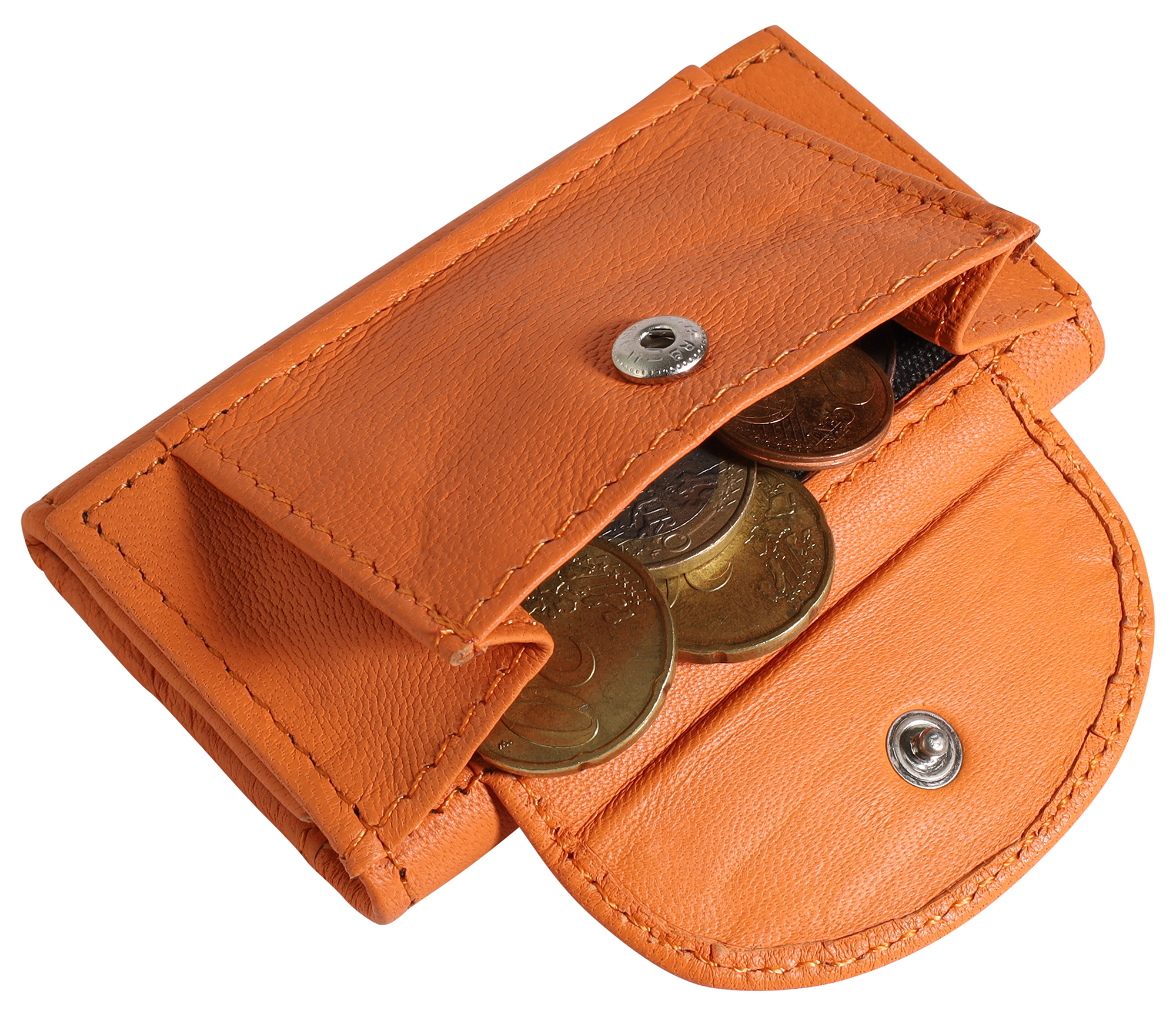 Excellanc Echtleder Mini-Geldbörse (Schlüsselfach), orange