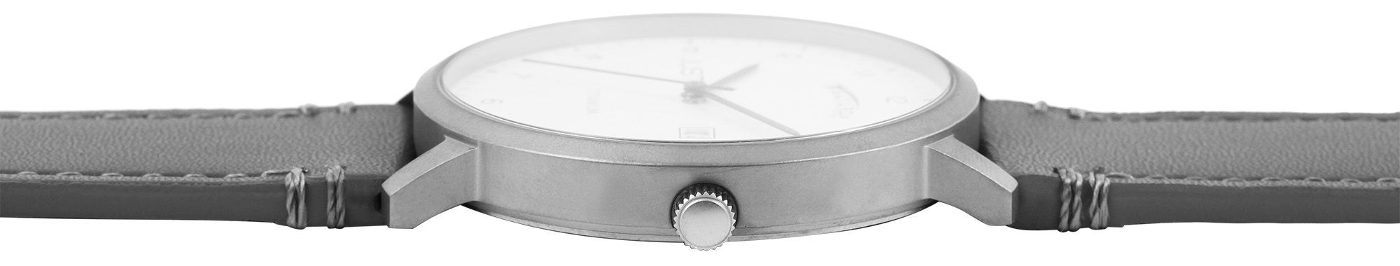 Just Titan Herrenuhr mit Echtlederarmband, 5 ATM, grau
