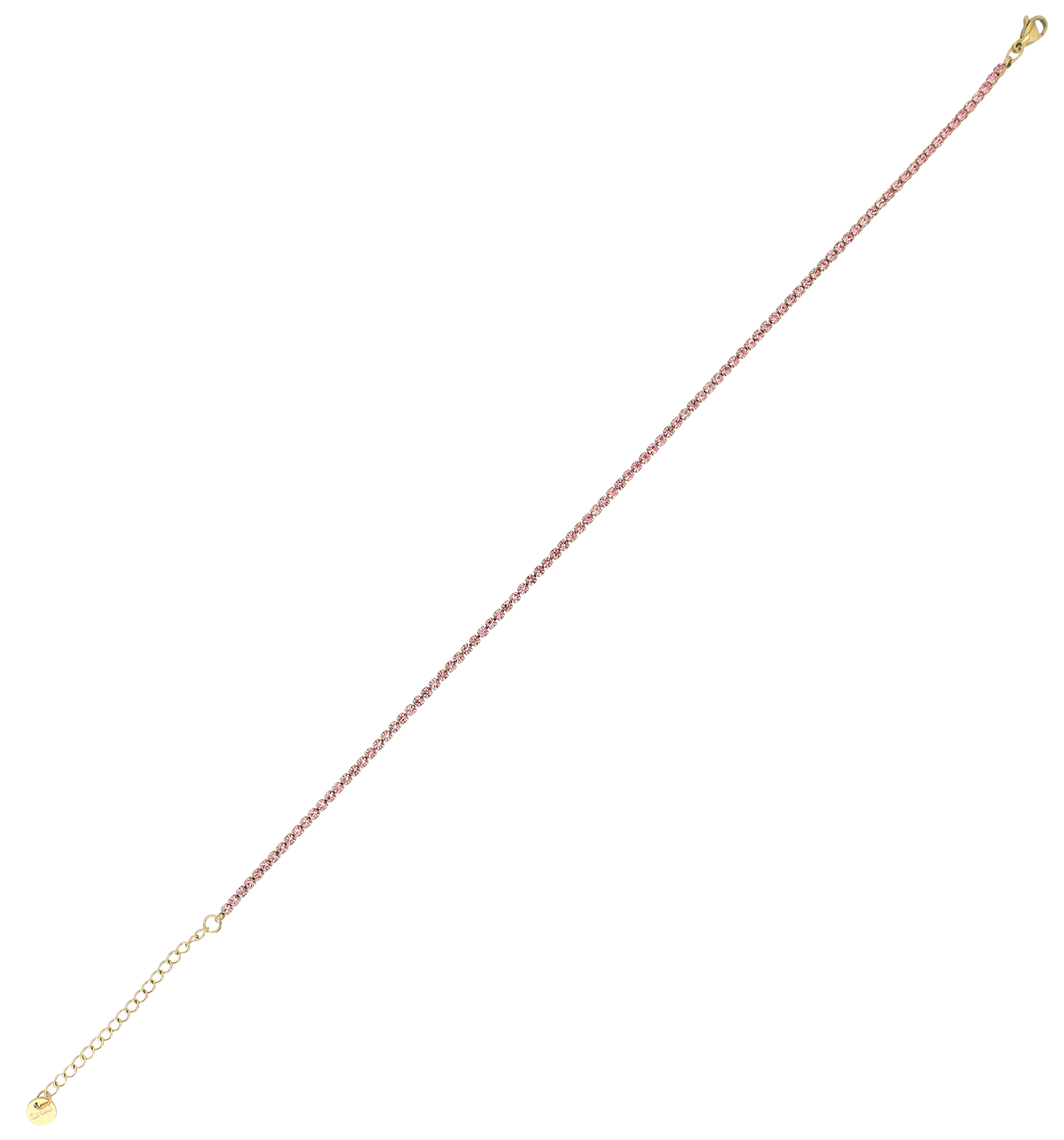 "Peggy" Edelstahl Fußketten, Tenniskette Rosa, 4er Pack