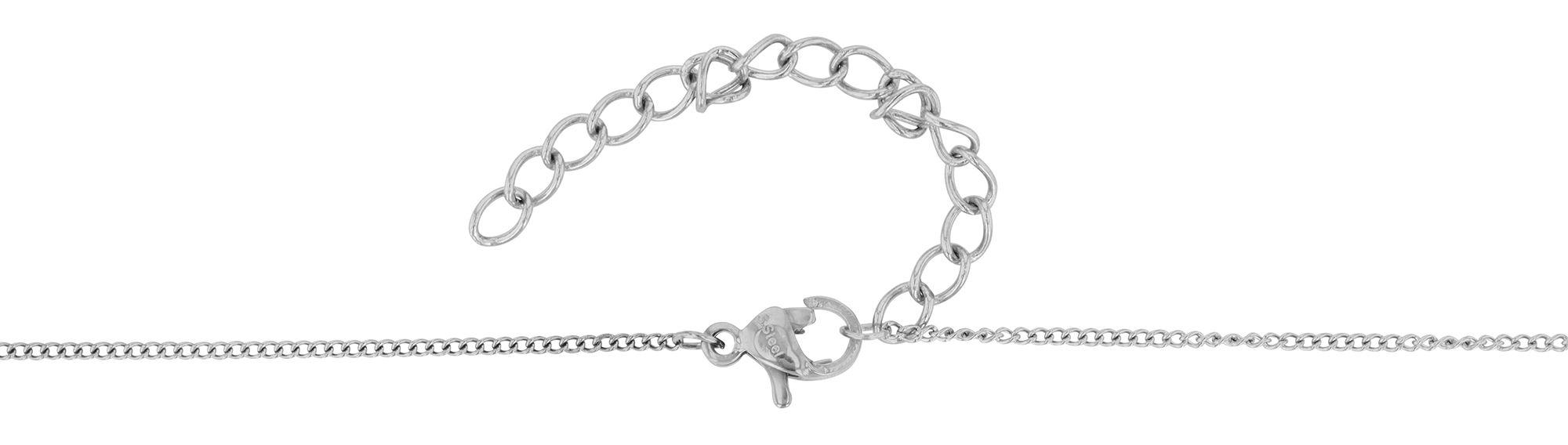 "Amar" - Plättchen, Edelstahlkette (40 + 5 cm) mit Anhänger, Akzent, Silber