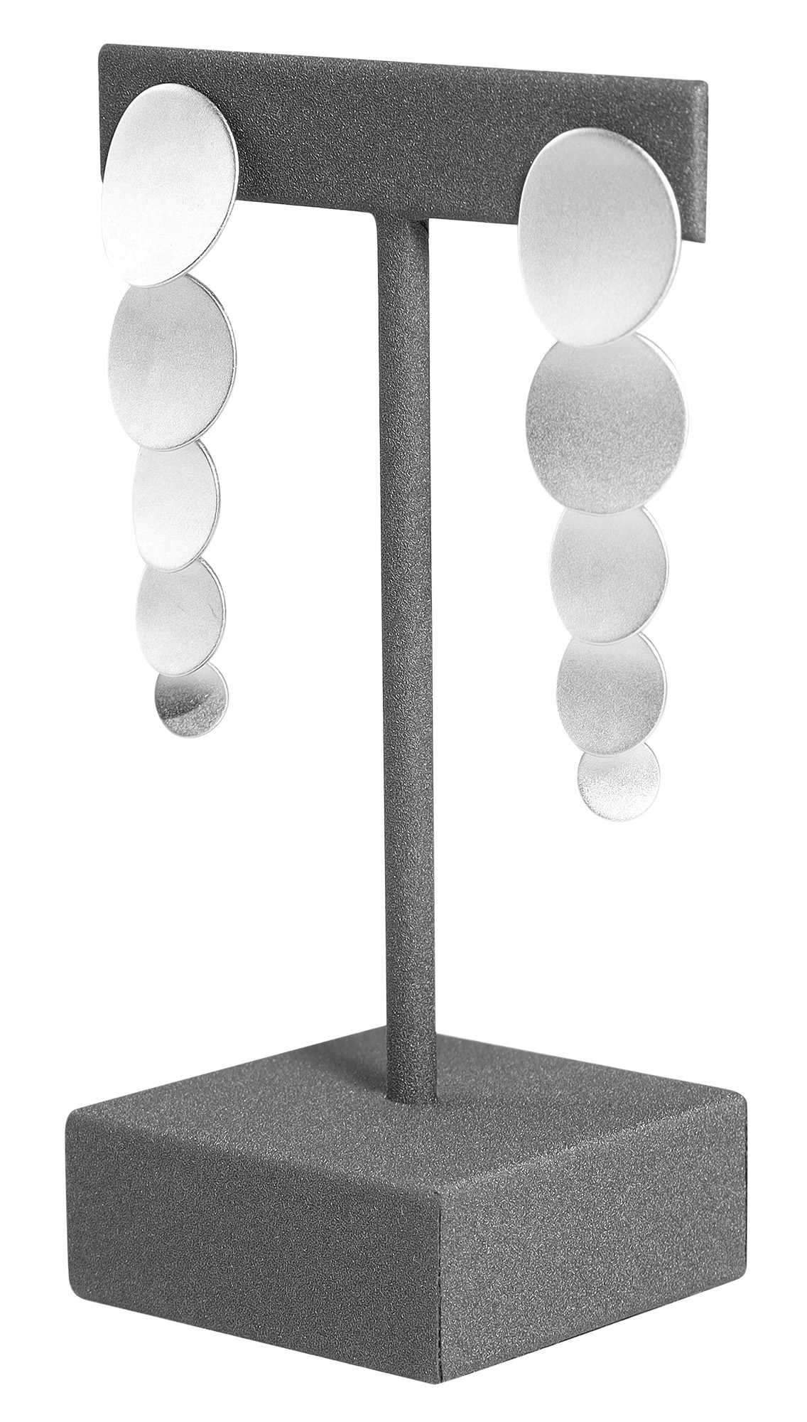 Aufsteller für Ohrringe/ Ohrhänger/ Creolen (Dekoserie Soft), PU-bezogen, 10,5 cm, grau