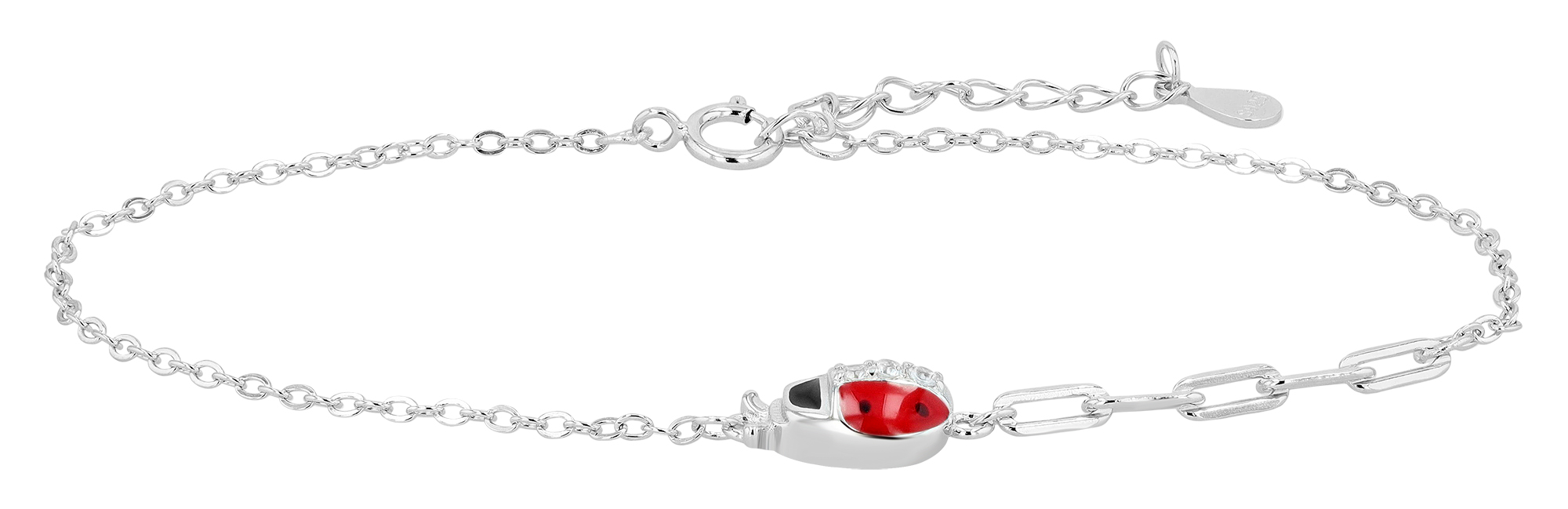 "Glückskäfer Belli" 925/- Echt Silber Kinder Armband - Marienkäfer, Zirkonia, rhodiniert