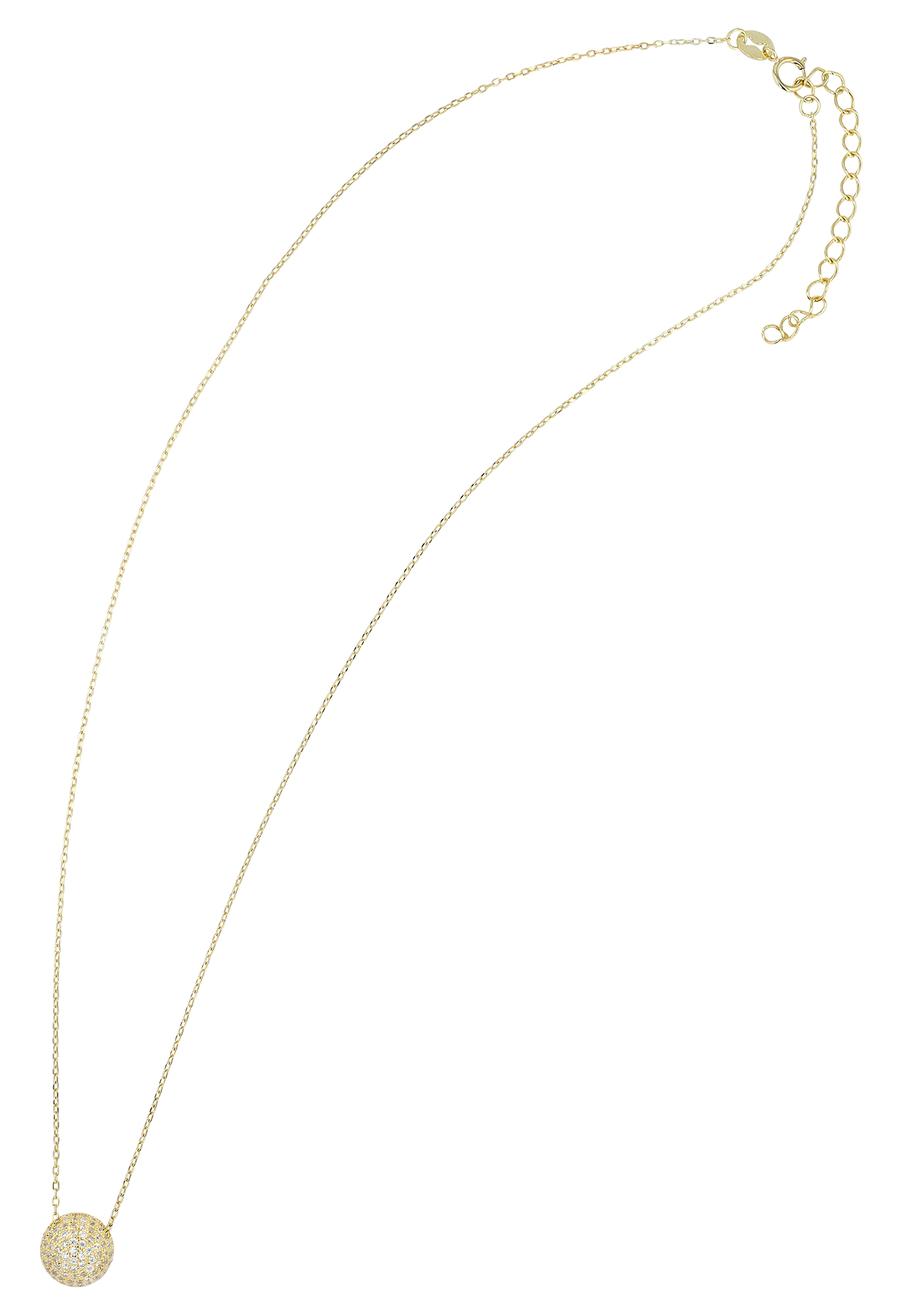 "Feria" 925/- Echt Silber Kette mit Anhänger - Kugel Ø 8 mm, Zirkonia  vergoldet