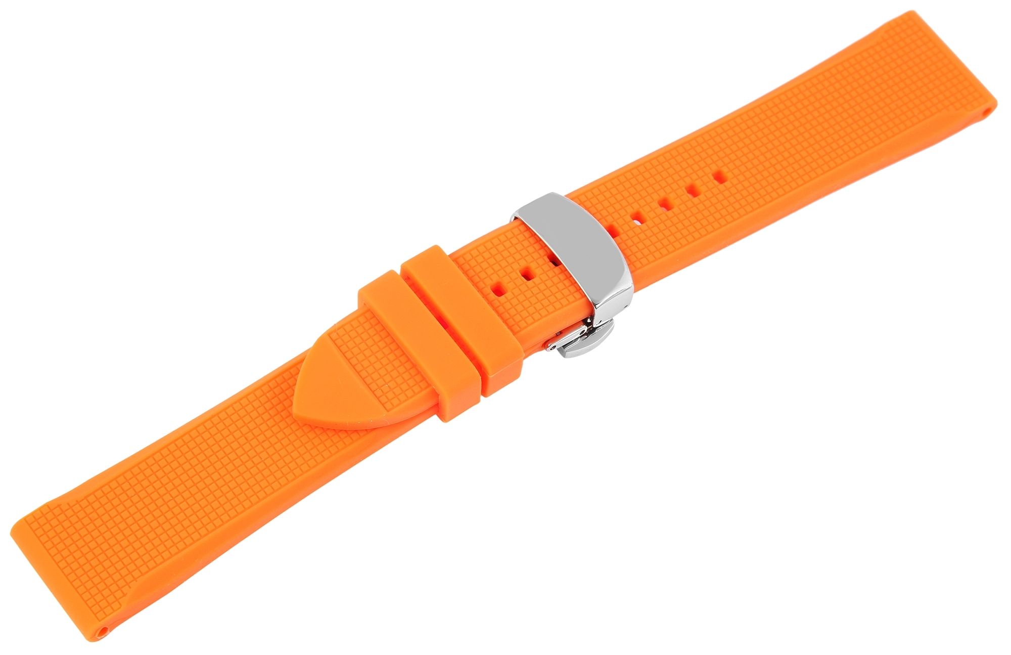 Silikon-Uhrenarmband, orange, Butterfly-Faltschließe, 18 mm