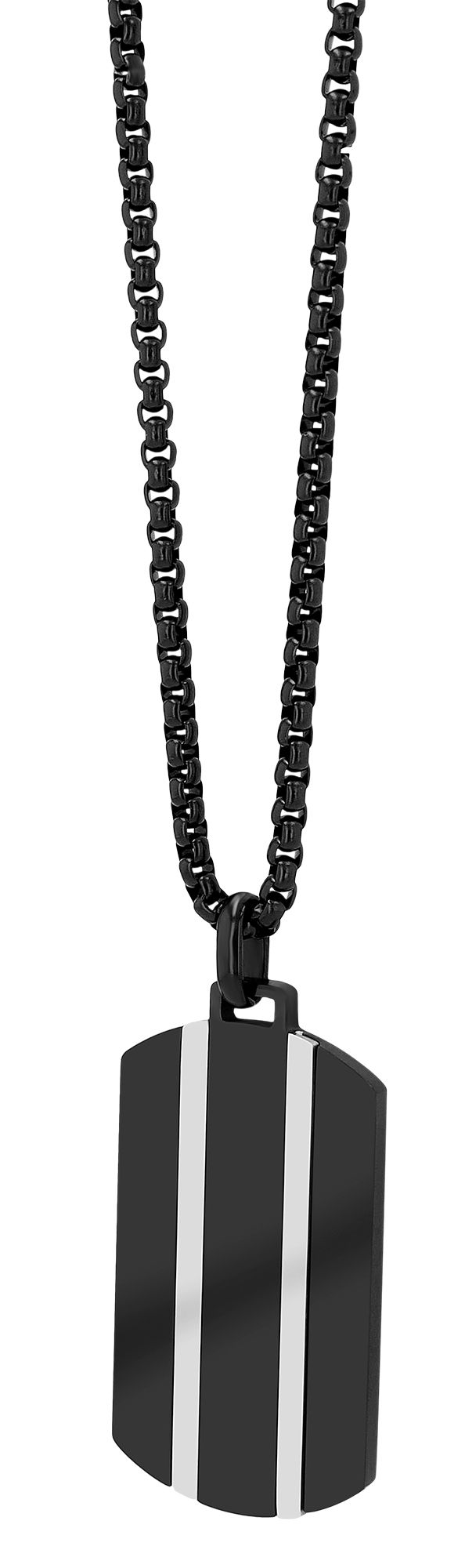 Akzent Edelstahlkette "Marsin" mit Dogtag Anhänger, schwarz/silberfarbig