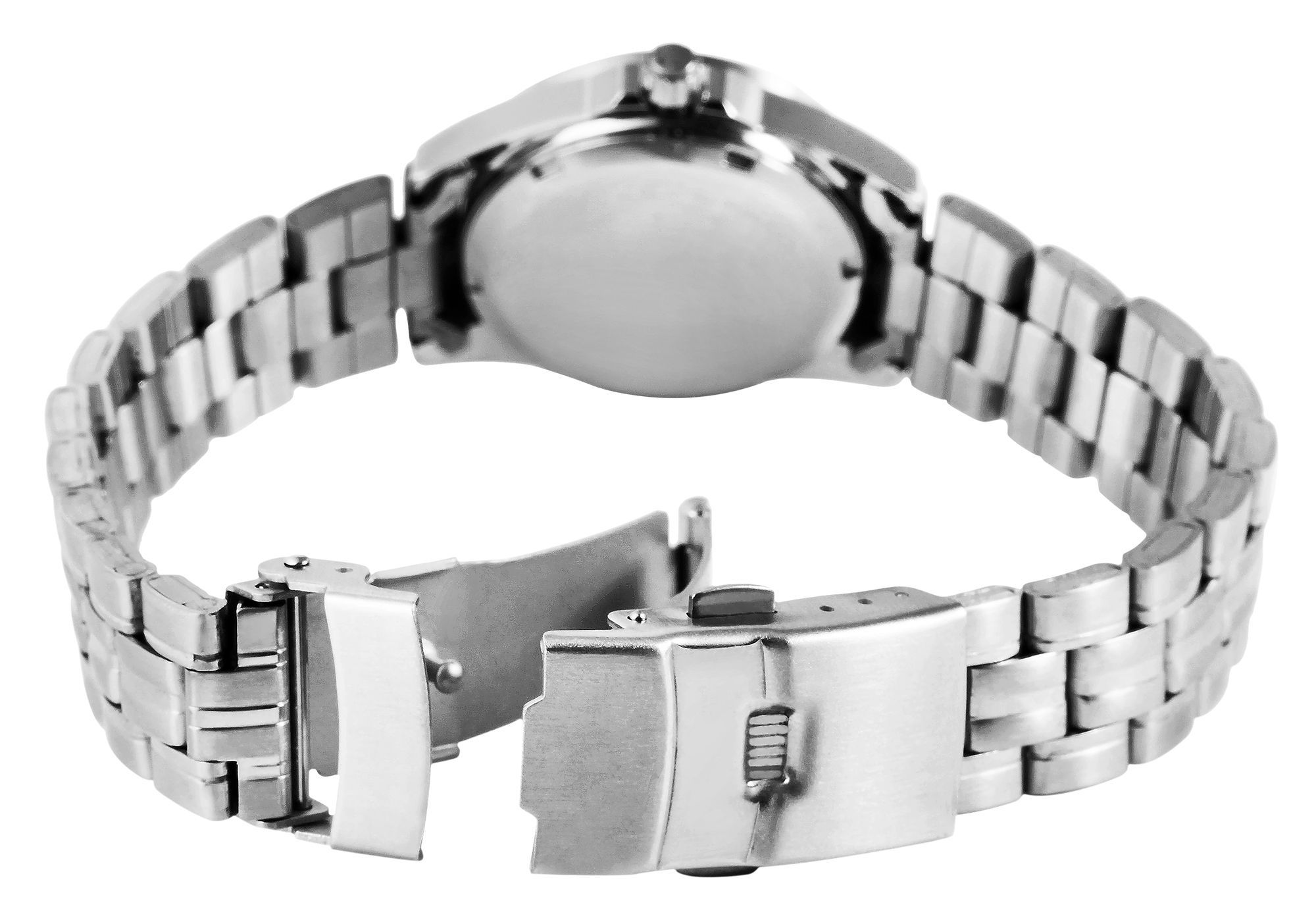 Just "Esrah" Edelstahl Damenarmbanduhr, 3-Zeiger, Datumsanzeige, silberfarben/ schwarzes ZB