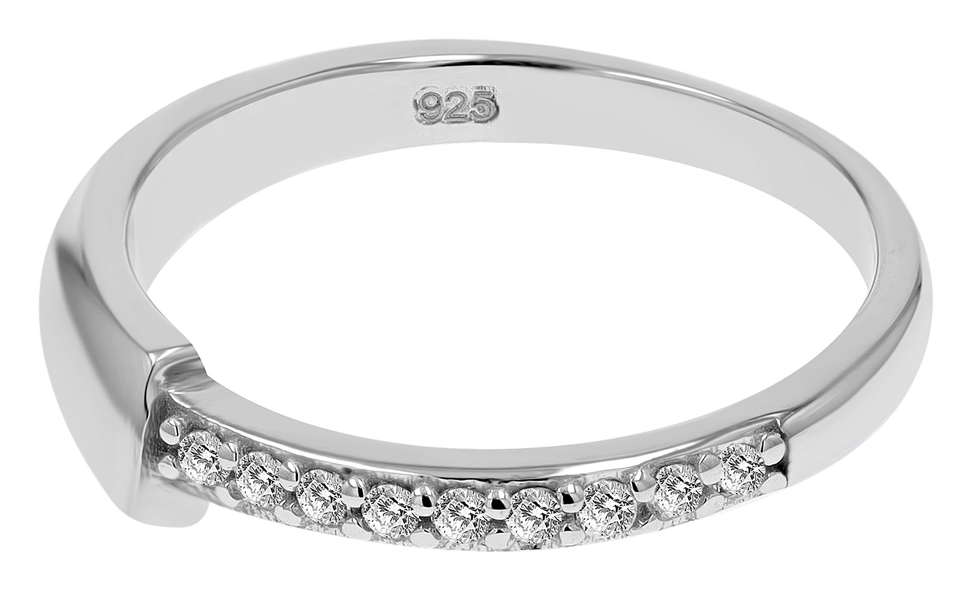 925er Echt Silber Damenring "Tiana" mit Zirkoniabesatz, rhodiniert, Gr. 58