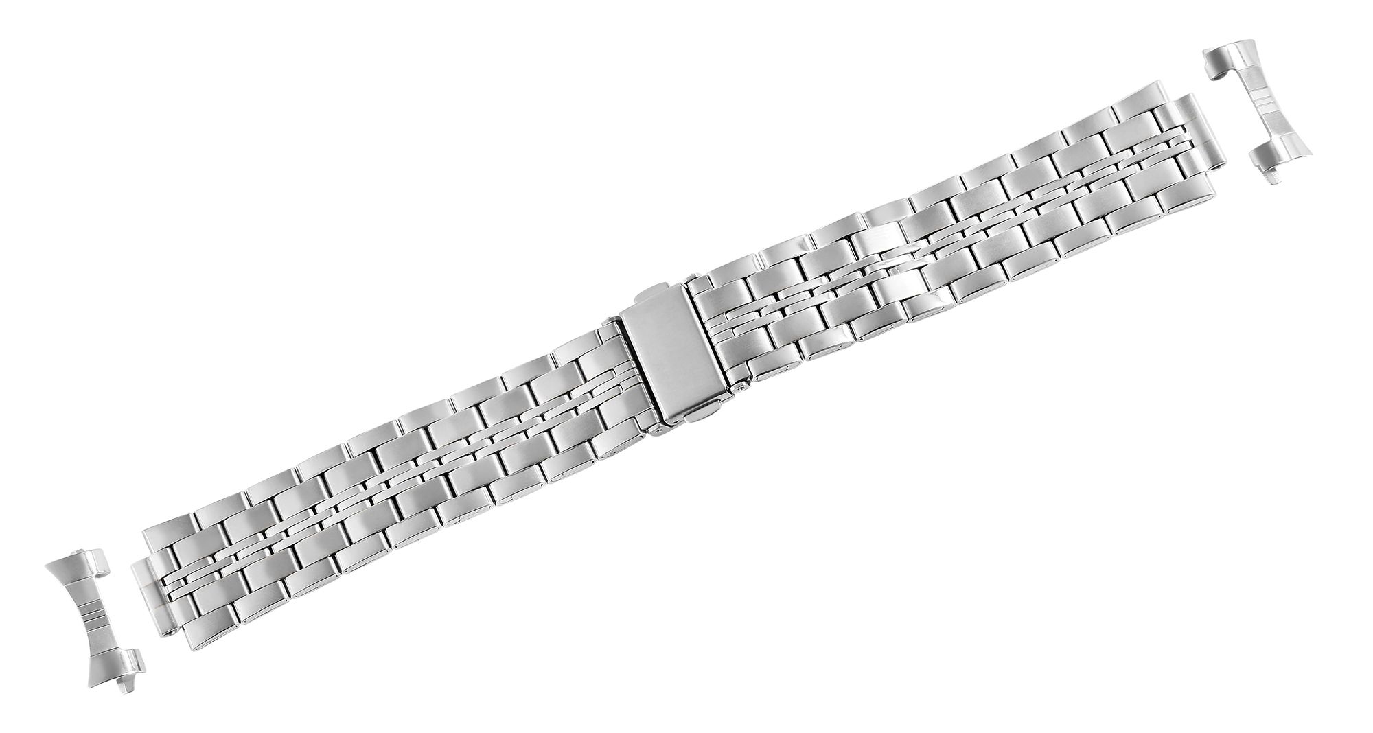 Edelstahl-Uhrenarmband mit Faltschließe, silberfarben, 18 mm