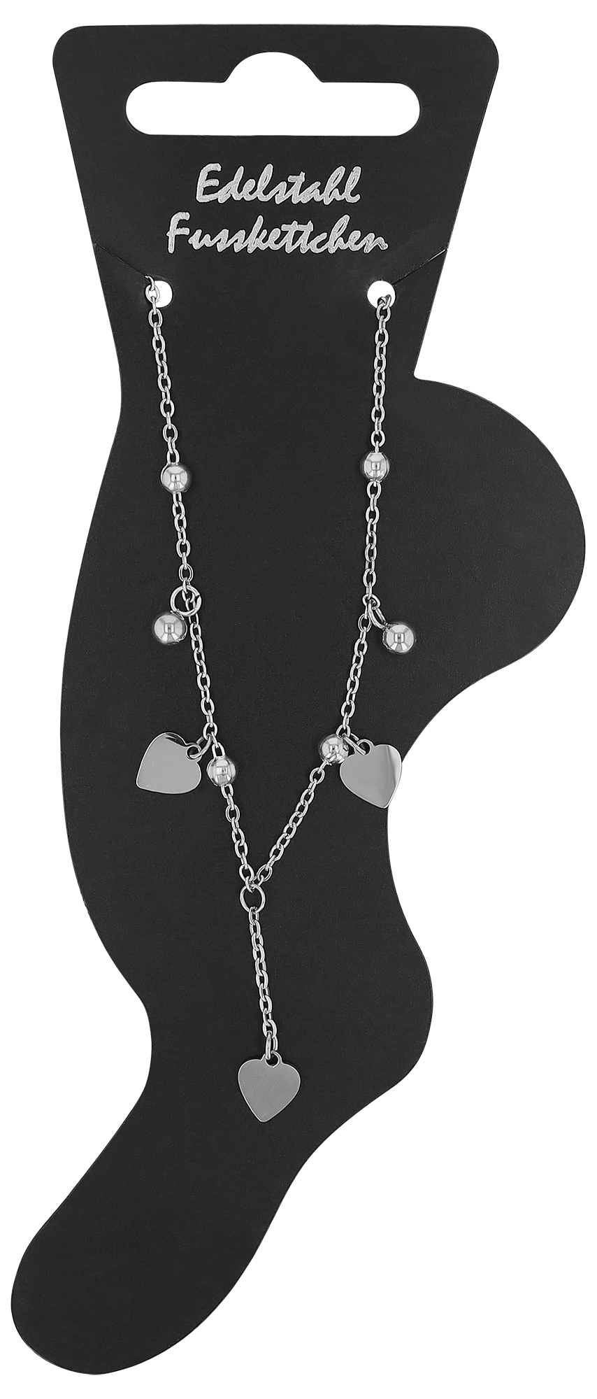 "Dafne" Fußkette mit Herzanhänger, Edelstahl, silberfarben