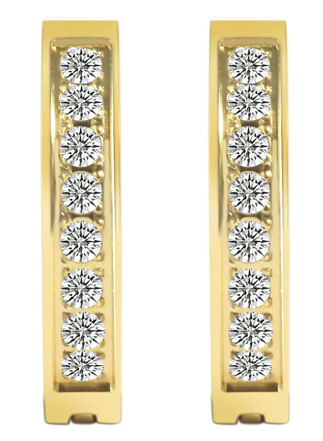 "Finda" Klapp-Creolen aus Edelstahl, Simili, Ø 12mm/ 3mm, goldfarben