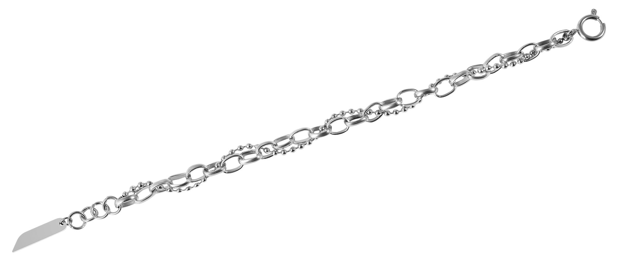 "Caja" Armband, Edelstahl, Gravurplatte, 18 cm, silberfarben