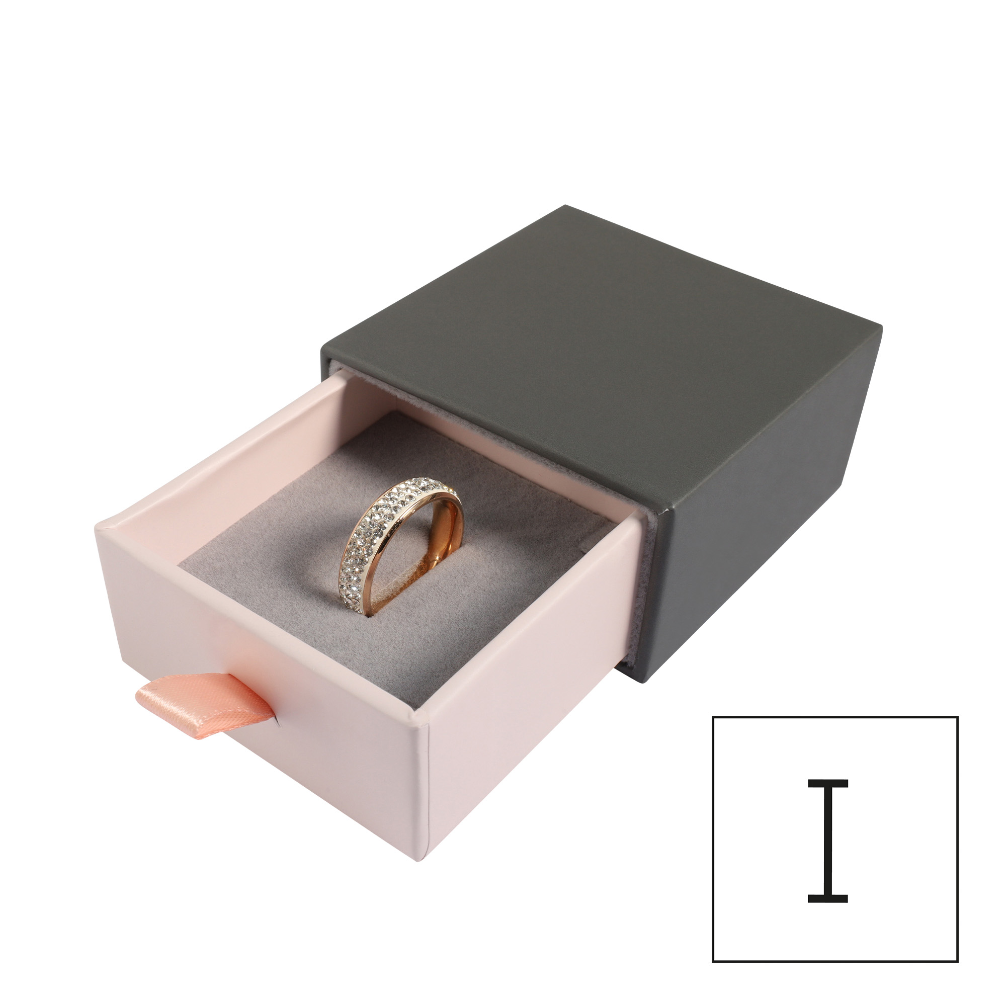 Schmuckboxen aus Pappe, VE 6, grau/rosa, 7 x 7 x 4,5 cm