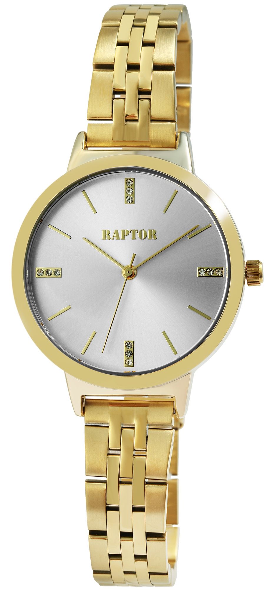 Raptor Damenuhr "Fleur" mit Edelstahlarmband, goldfarben