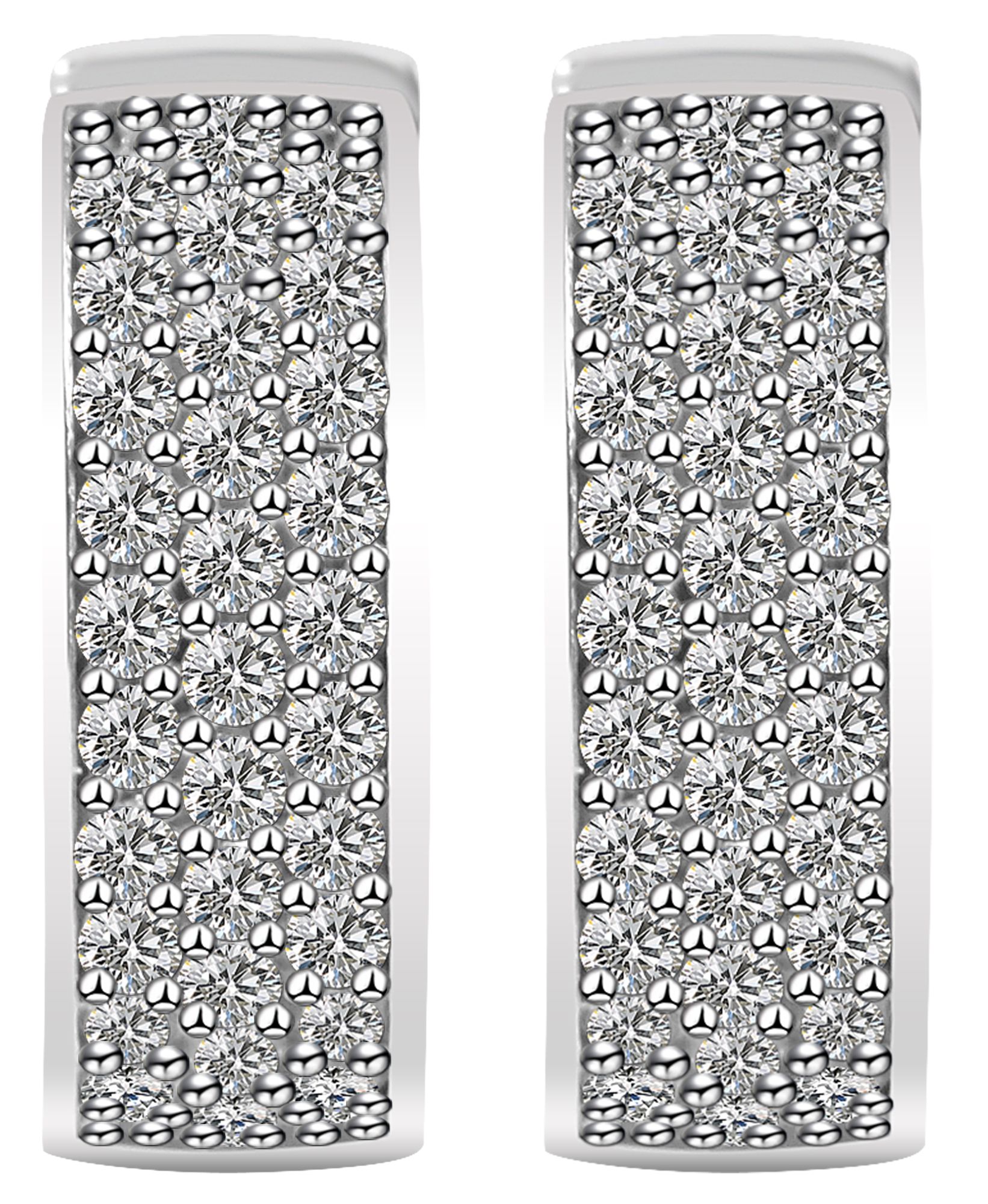 925/- Echt Silber Klapp-Creolen "Amelia" mit Zirkoniabesatz, 925/rhodiniert