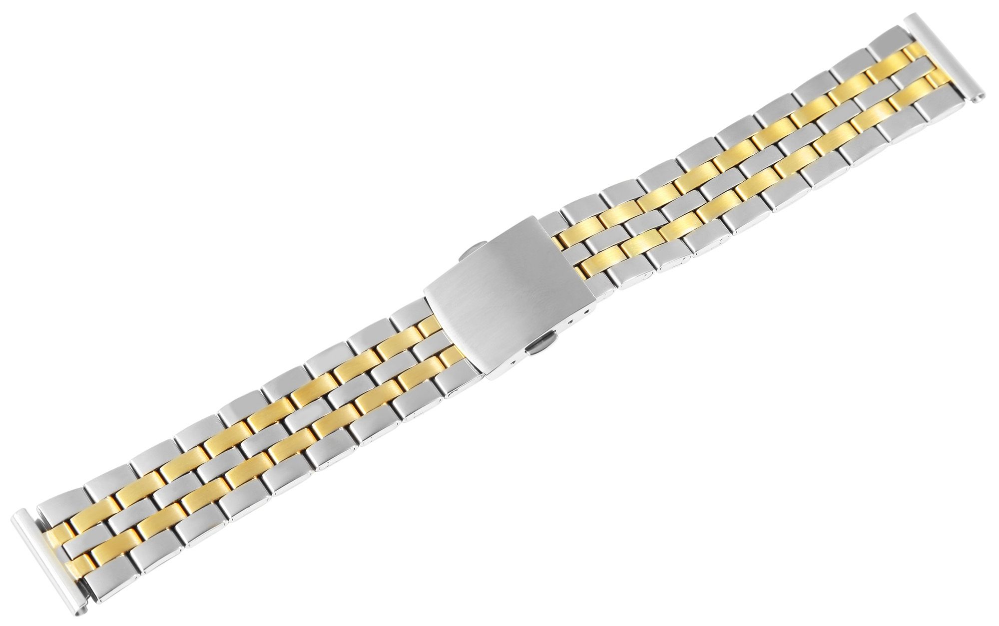 Edelstahl-Uhrenarmband mit Faltschließe, bicolor, 16 mm