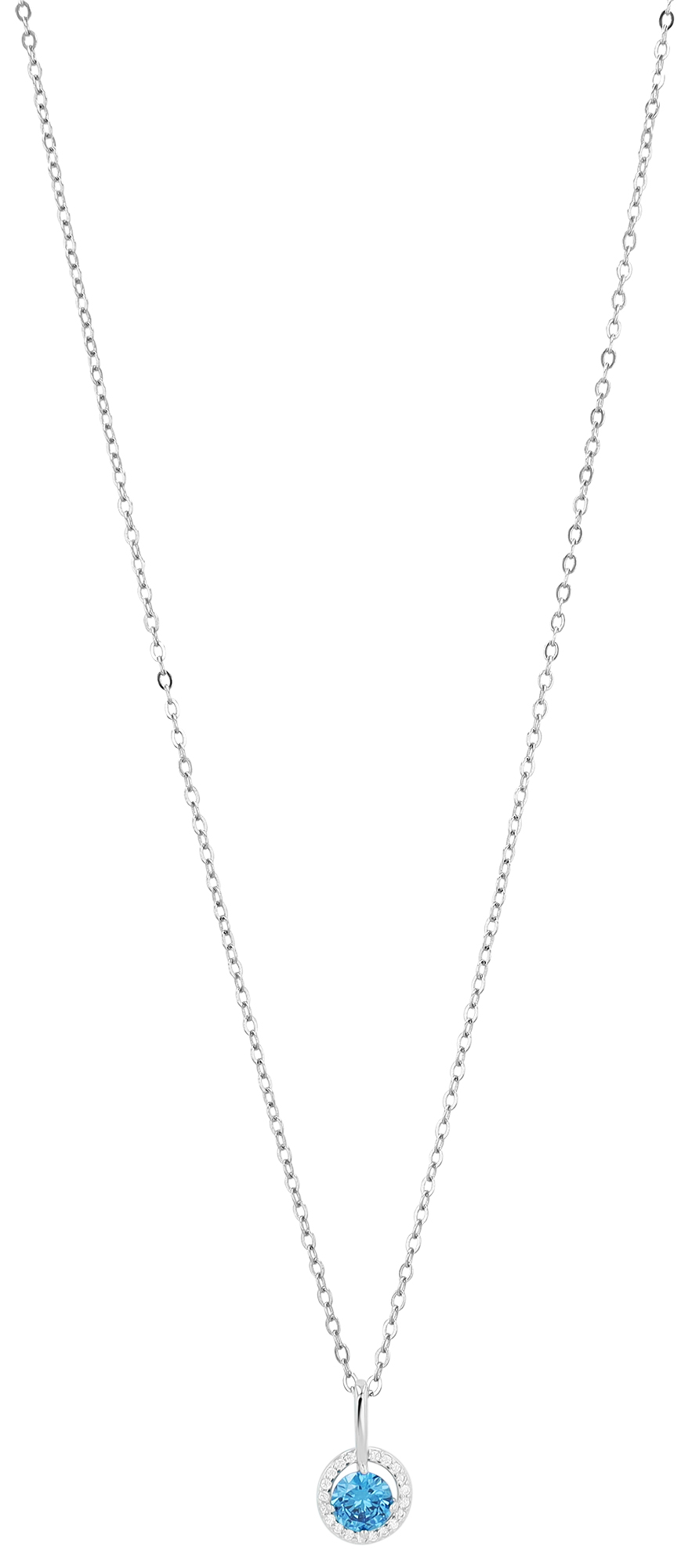 "Alesja" 925/- Echt Silber Kette mit Anhänger 42 + 3 cm, rhodiniert, nlauer Zirkon