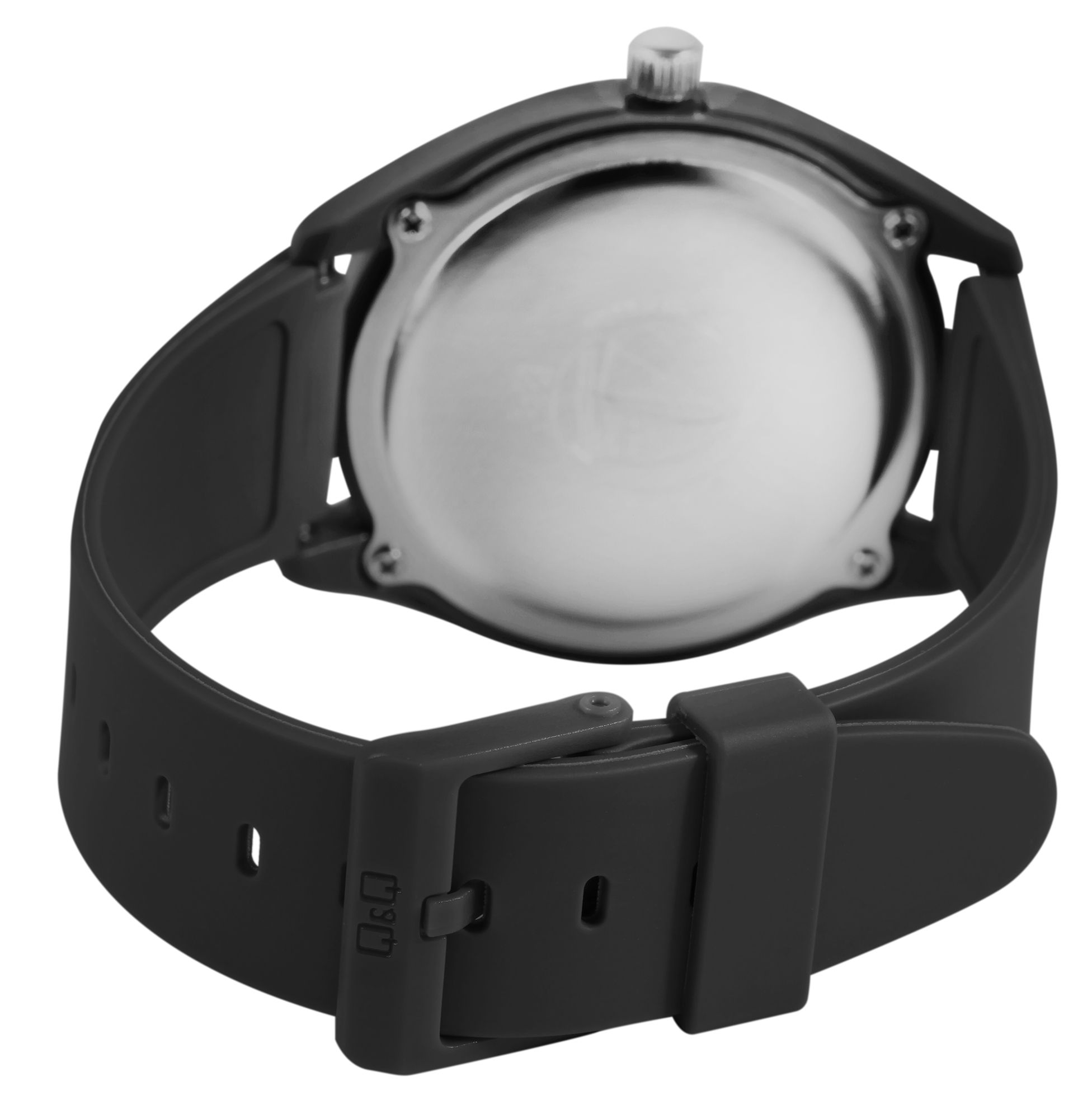 Q&Q Herrenuhr, Silikonarmband, Ø 41 mm, schwarz/ weiß
