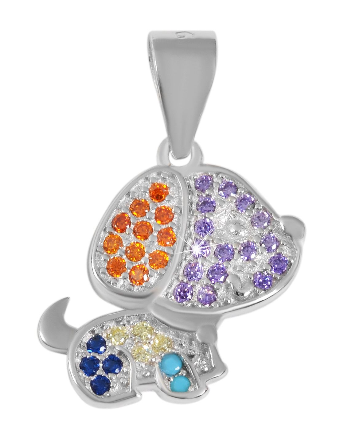 "Joy" 925/- Echt Silber Schmuckset (Ohrstecker & Anhänger), Kinder - Hund, rhodiniert