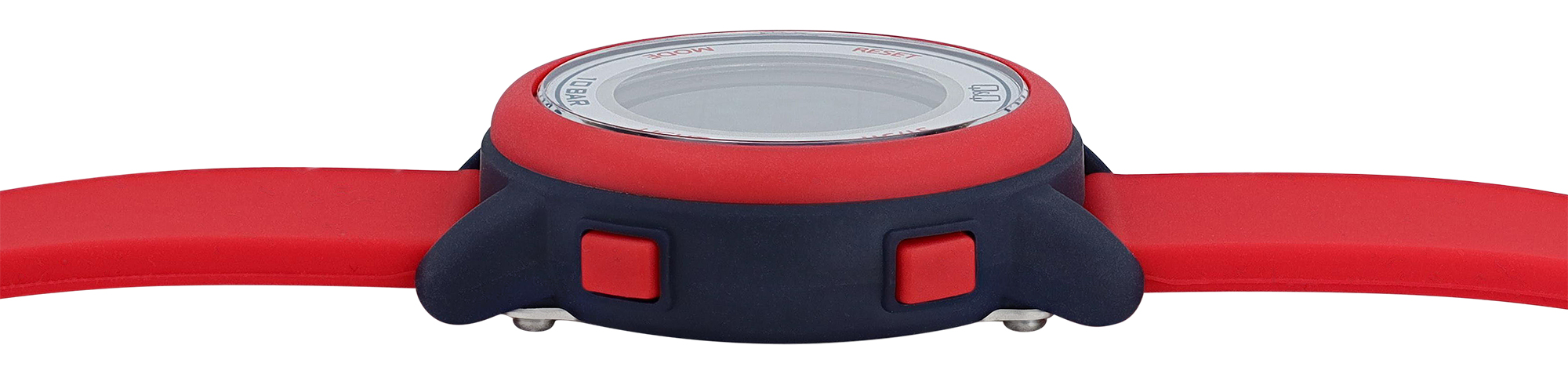 Q&Q Kinder/Jugend Digitaluhr, Kunststoff, Resinband, rot/blau, Ø 34 mm