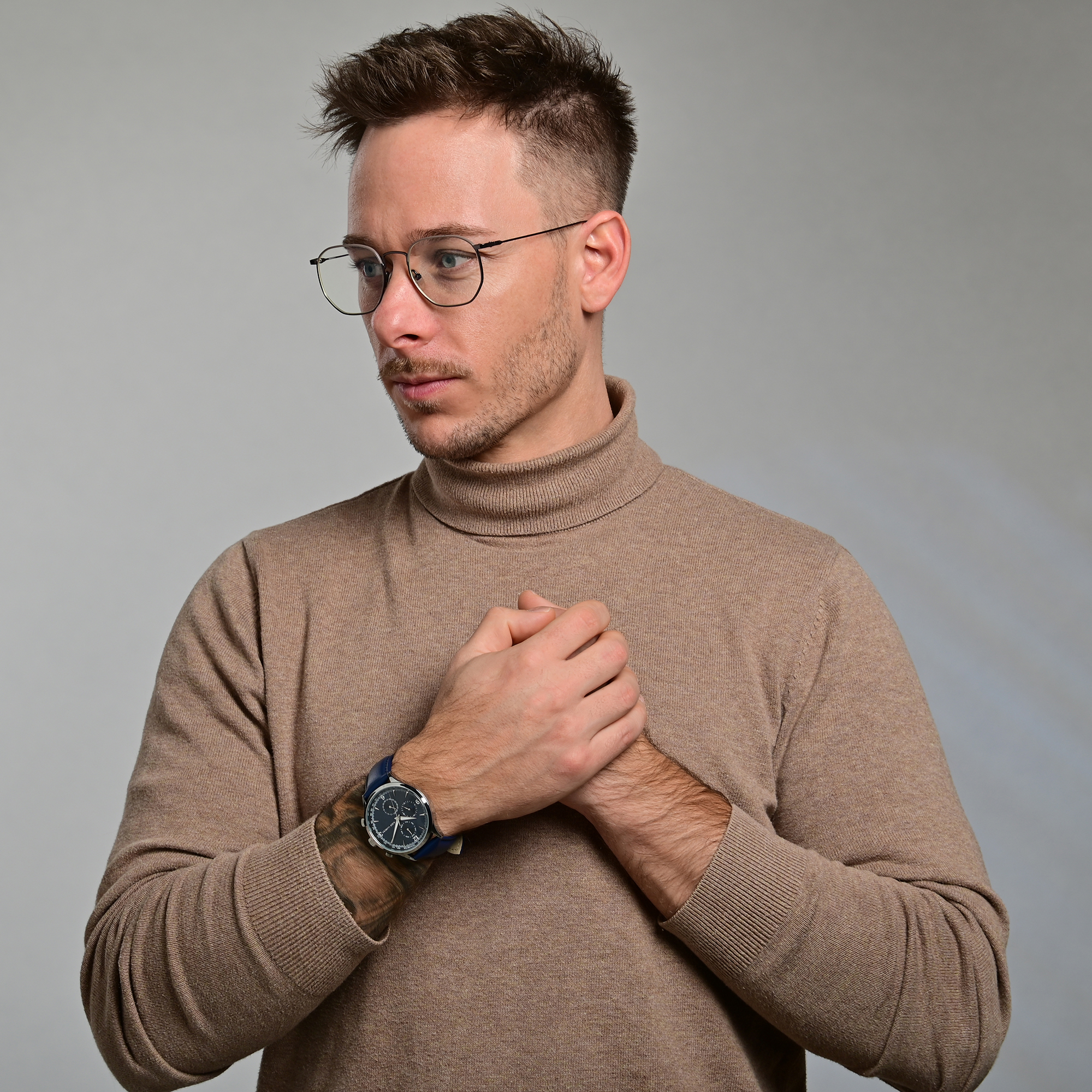 Just Watch Herrenuhr mit Echtlederarmband, blau/silberfarben