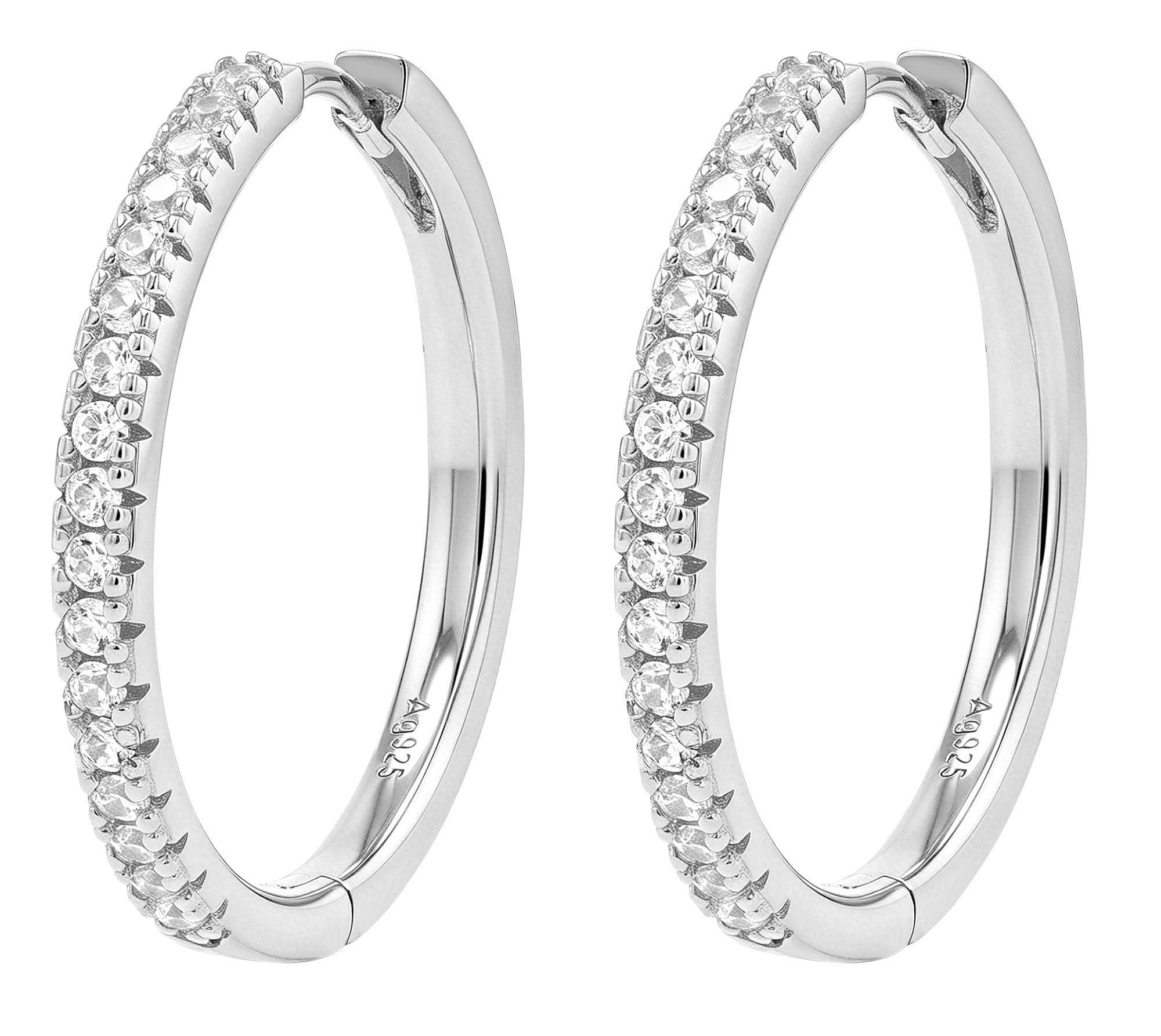 Sif Jakobs Jewellery 925/- Echt Silber Creolen "Ellera X-Grande" Ø 20 mm, weiße Zirkonia, rhod.