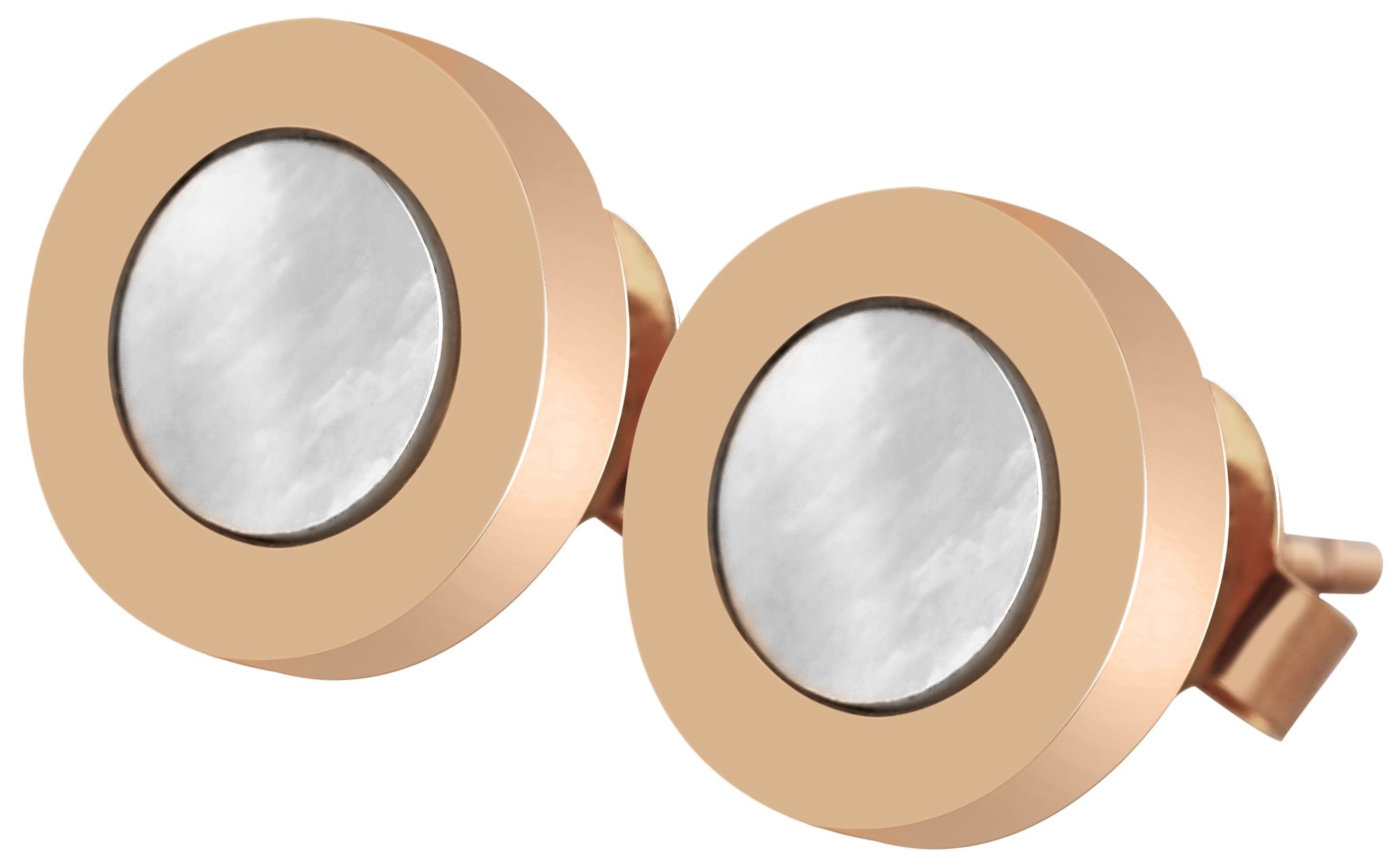 Akzent Edelstahl Ohrstecker mit Perlmuttplatte, roségoldfarbig