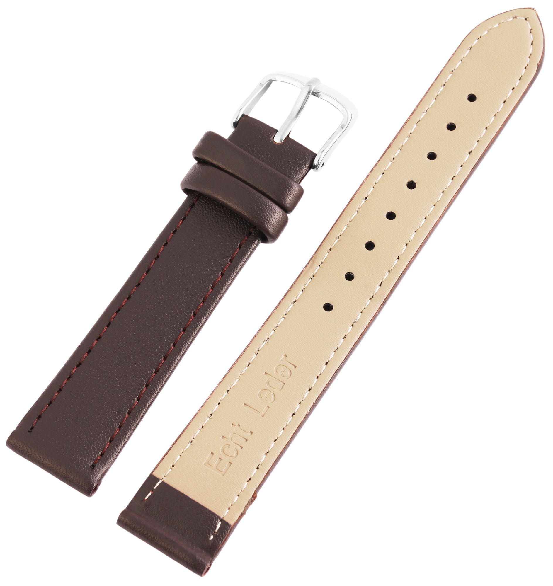 Uhrenarmband, Echtleder, dunkelbraun, 10 mm