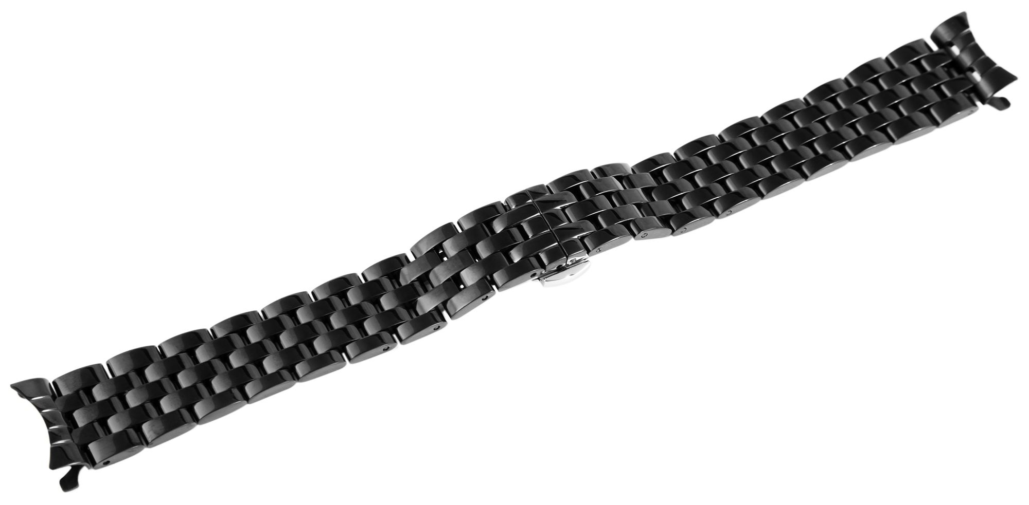 Edelstahl-Uhrenarmband, schwarz, Butterfly-Faltschließe, 20 mm