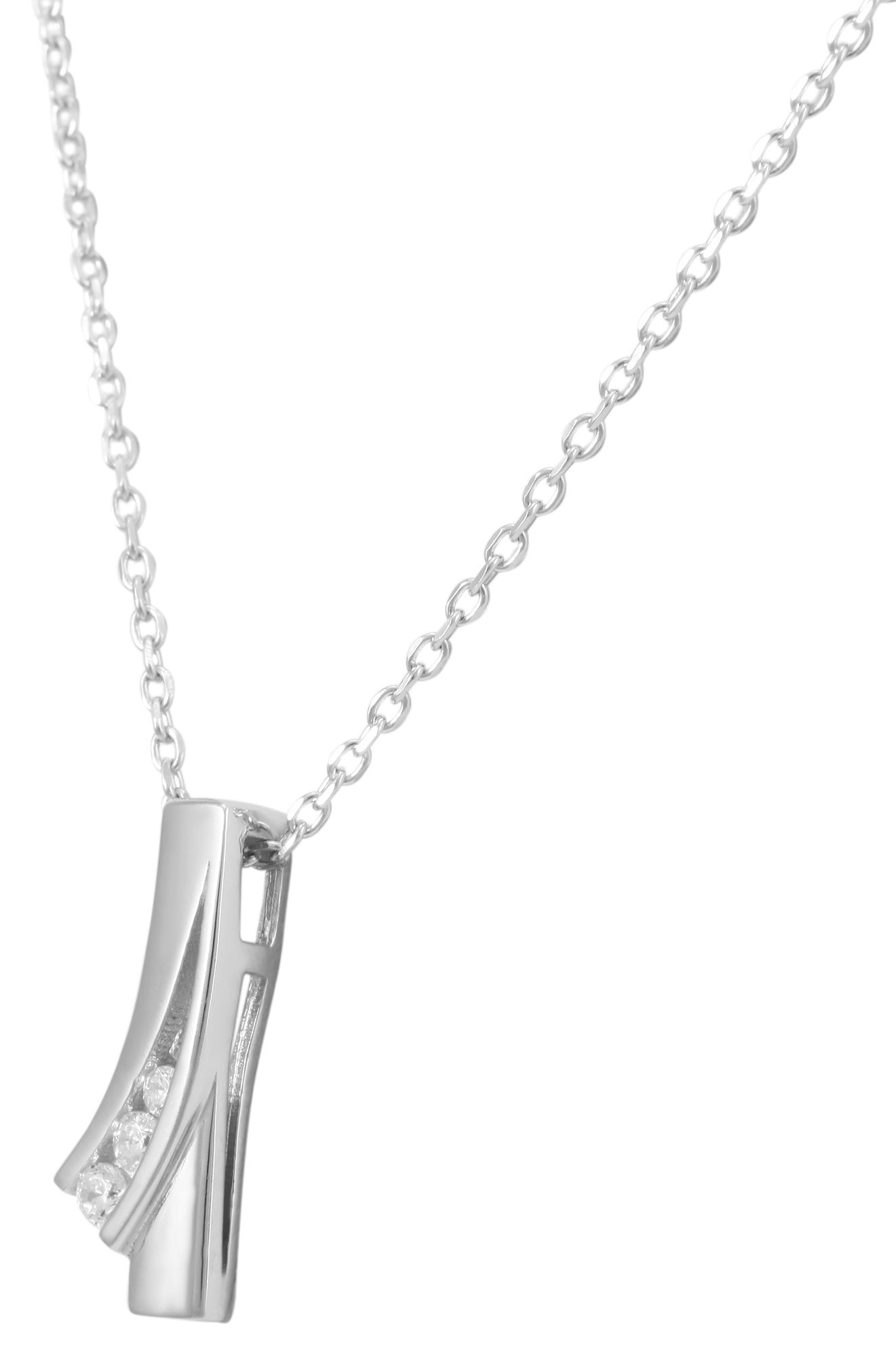 925/- Echt Silber Anhänger ohne Kette "Ronna", Zirkoniasteine in Kanalfassung, 925/rhodiniert