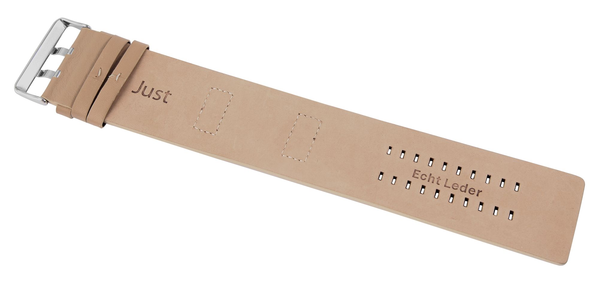 Just Echtleder-Uhrenarmband mit Unterlage, beige, 26 mm