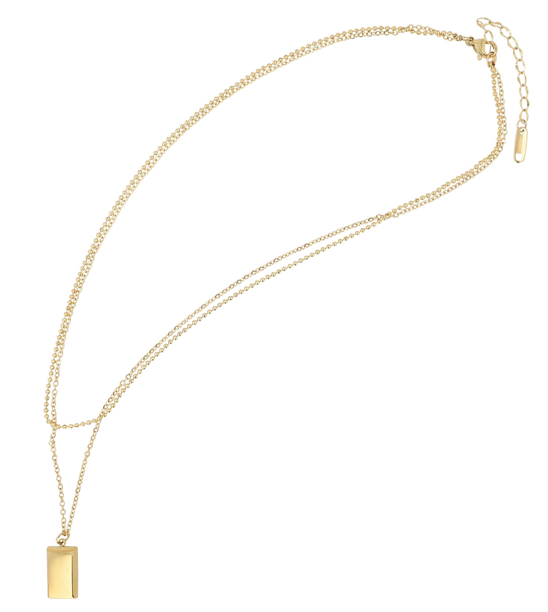 Akzent Layering-Kette mit Gravuranhänger, Edelstahl, goldfarben