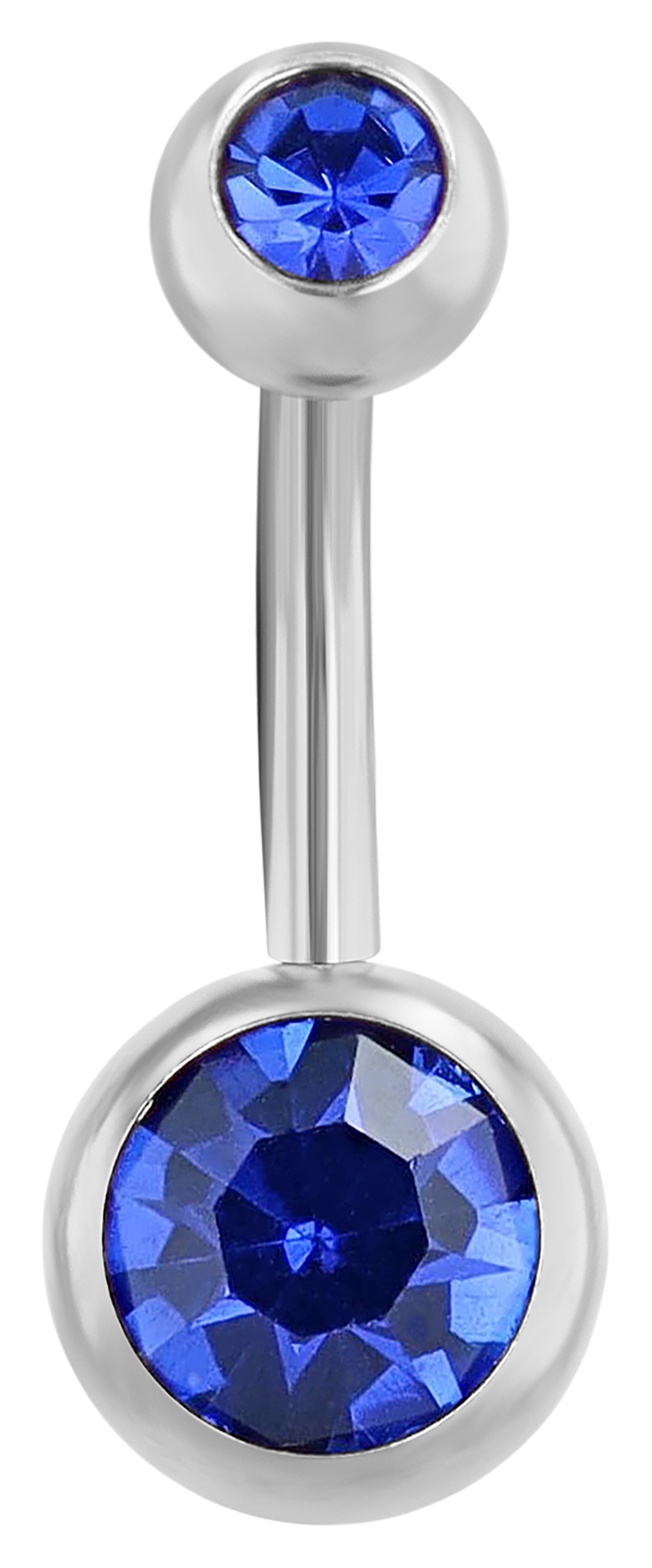 "Sariye" Edelstahl-Bronze Bauchnabelpiercing, VE6, 10 mm/ Stärke 1,8 mm, blau