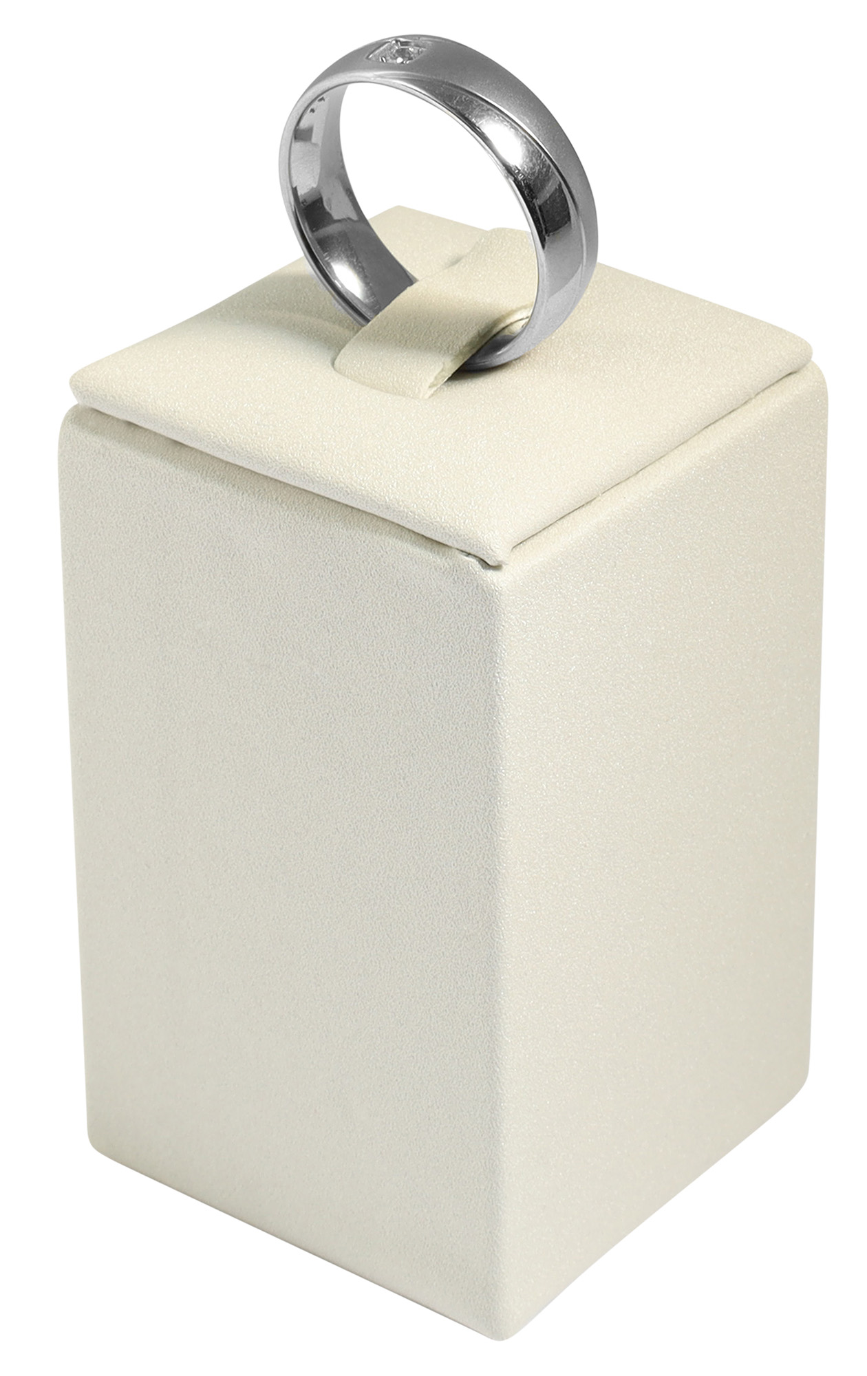 Ringaufsteller (Dekoserie Soft), PU-bezogen, Höhe 6 cm, weiß